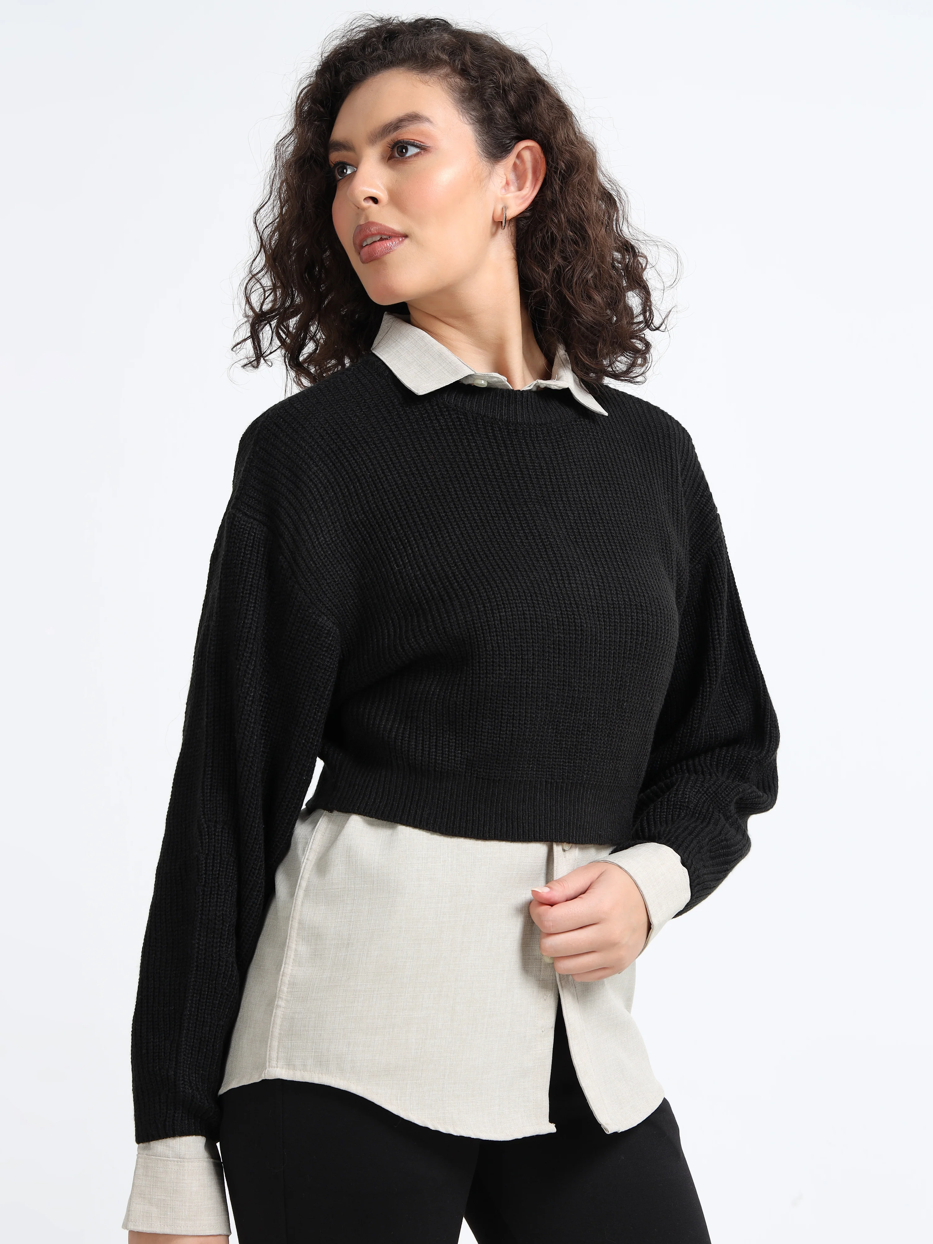 Women Balloon Sleeve Sweater - Image 6