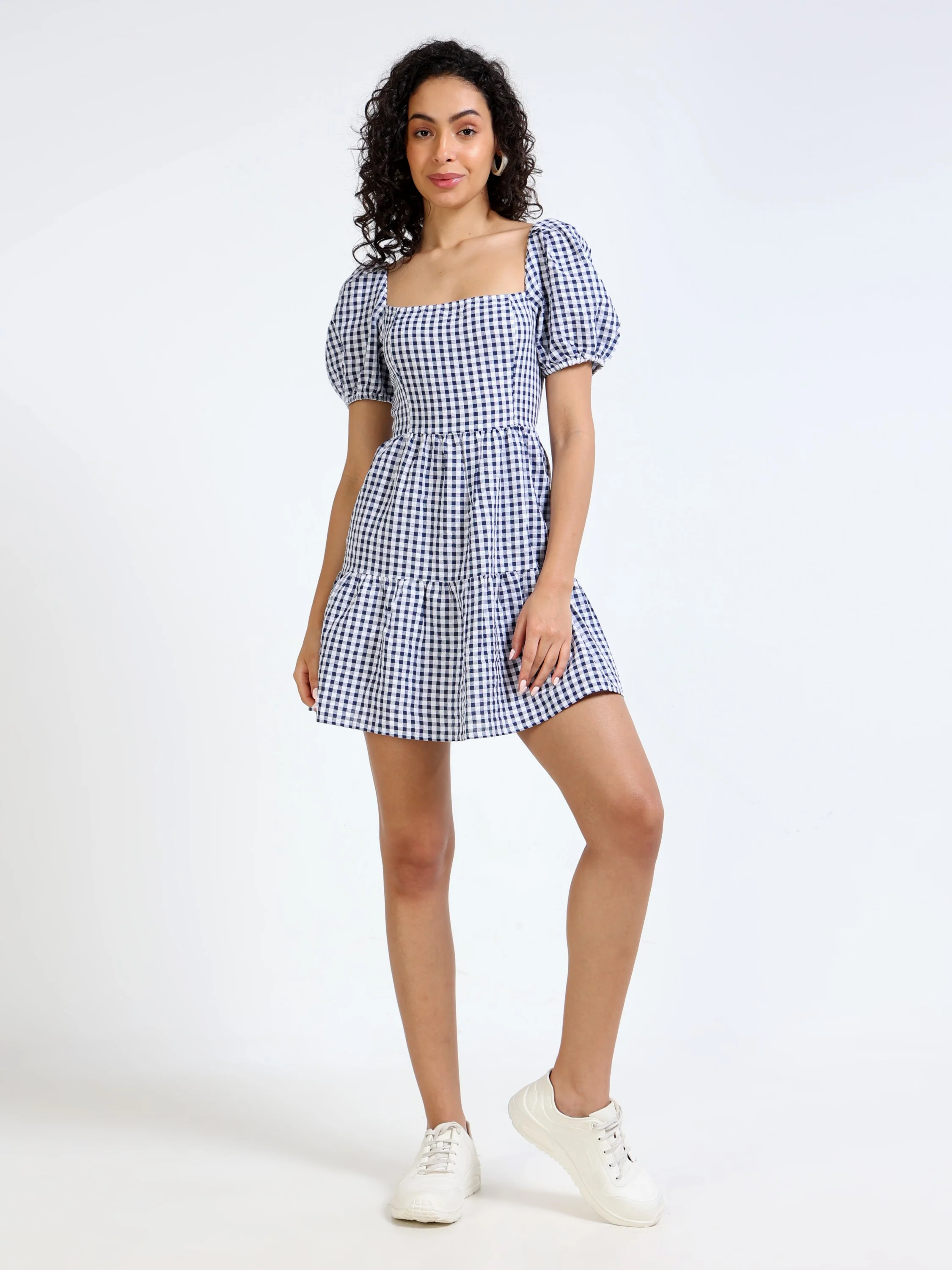 Women Black Tiered Midi Dress - Image 4