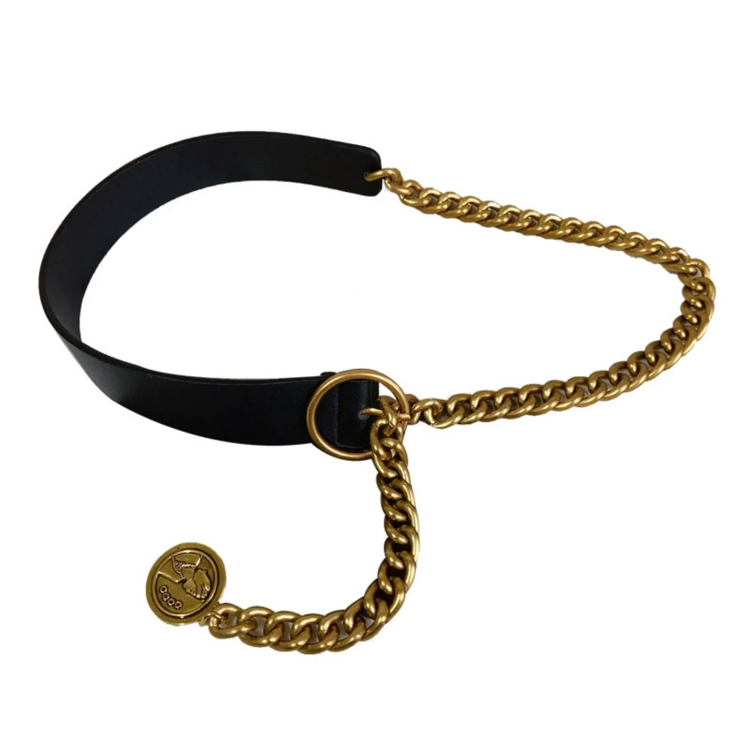 Women Black Black Strap Gold Chain Belt - Image 3