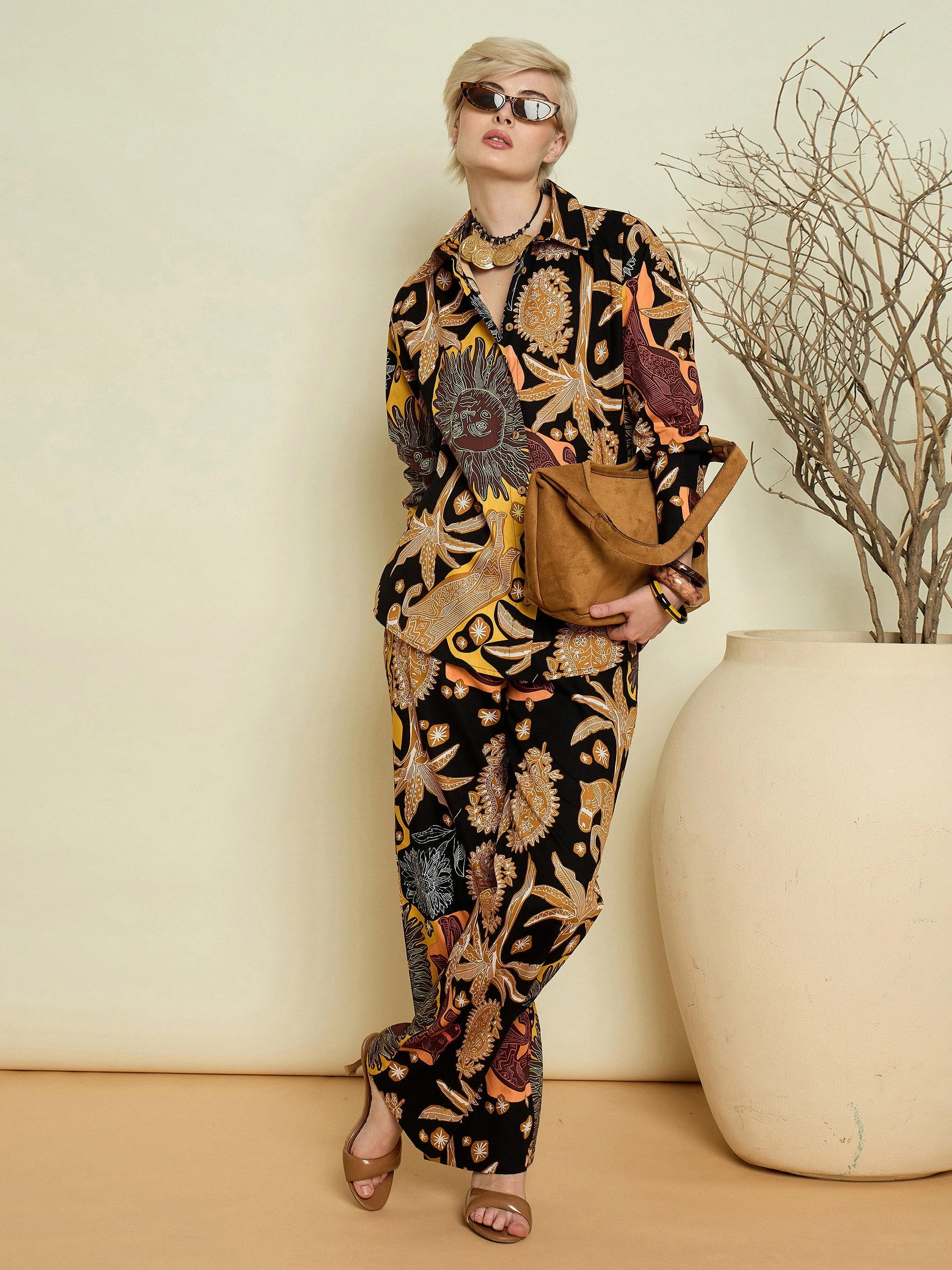 Women Black Boho Printeded Regular Shirt - Image 2