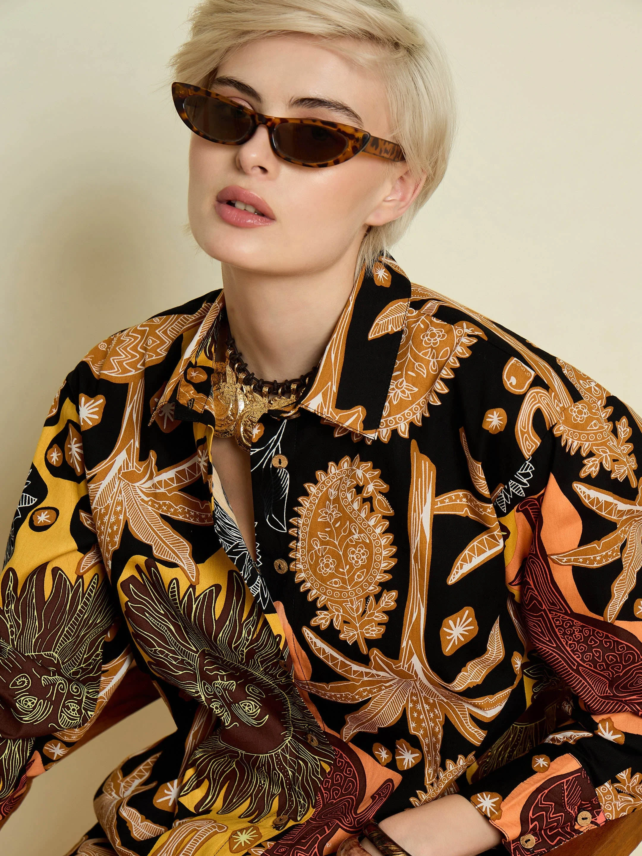 Women Black Boho Printeded Regular Shirt - Image 4