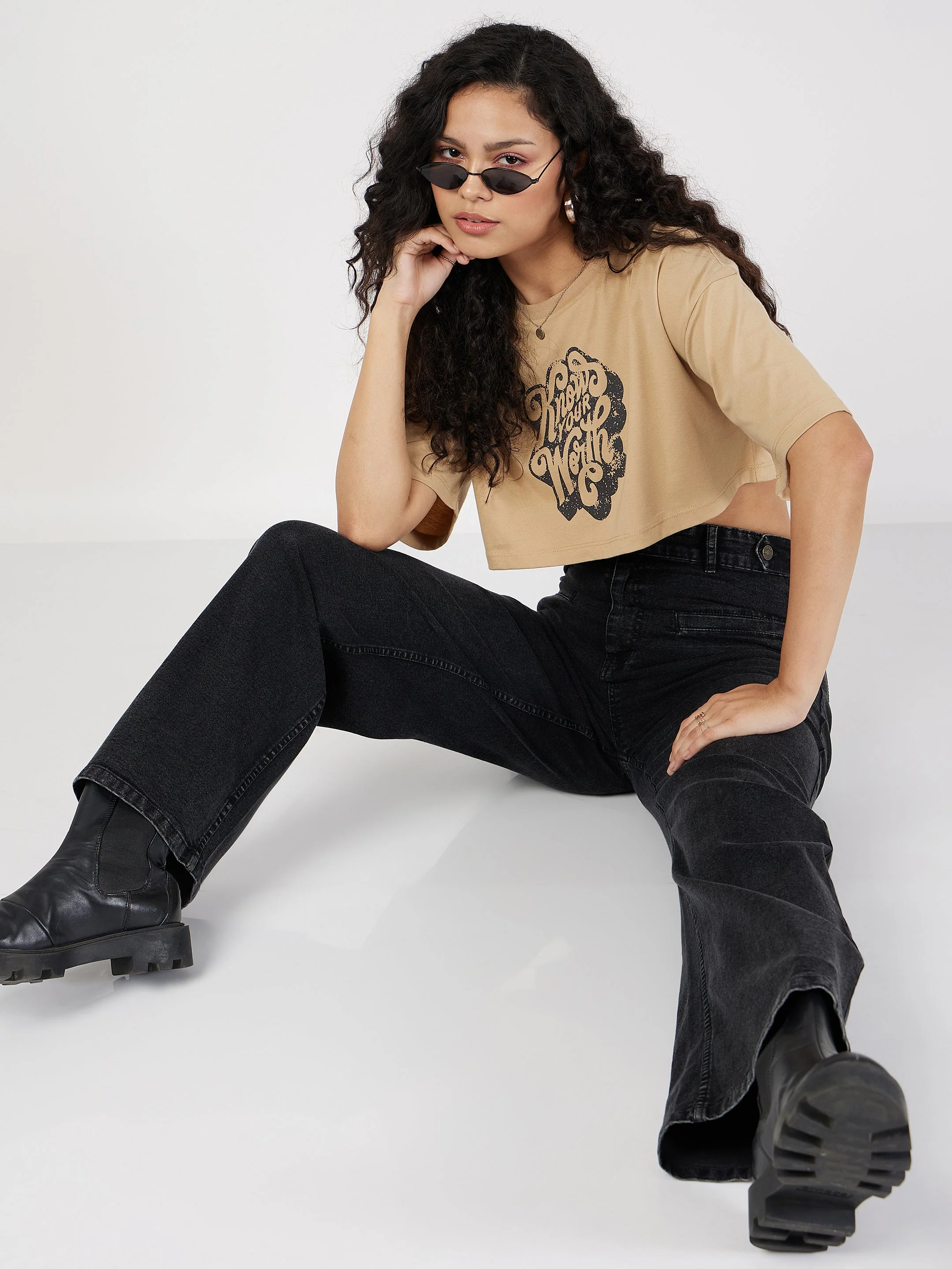 Women Black Bone Pocket Straight Jeans - Image 2
