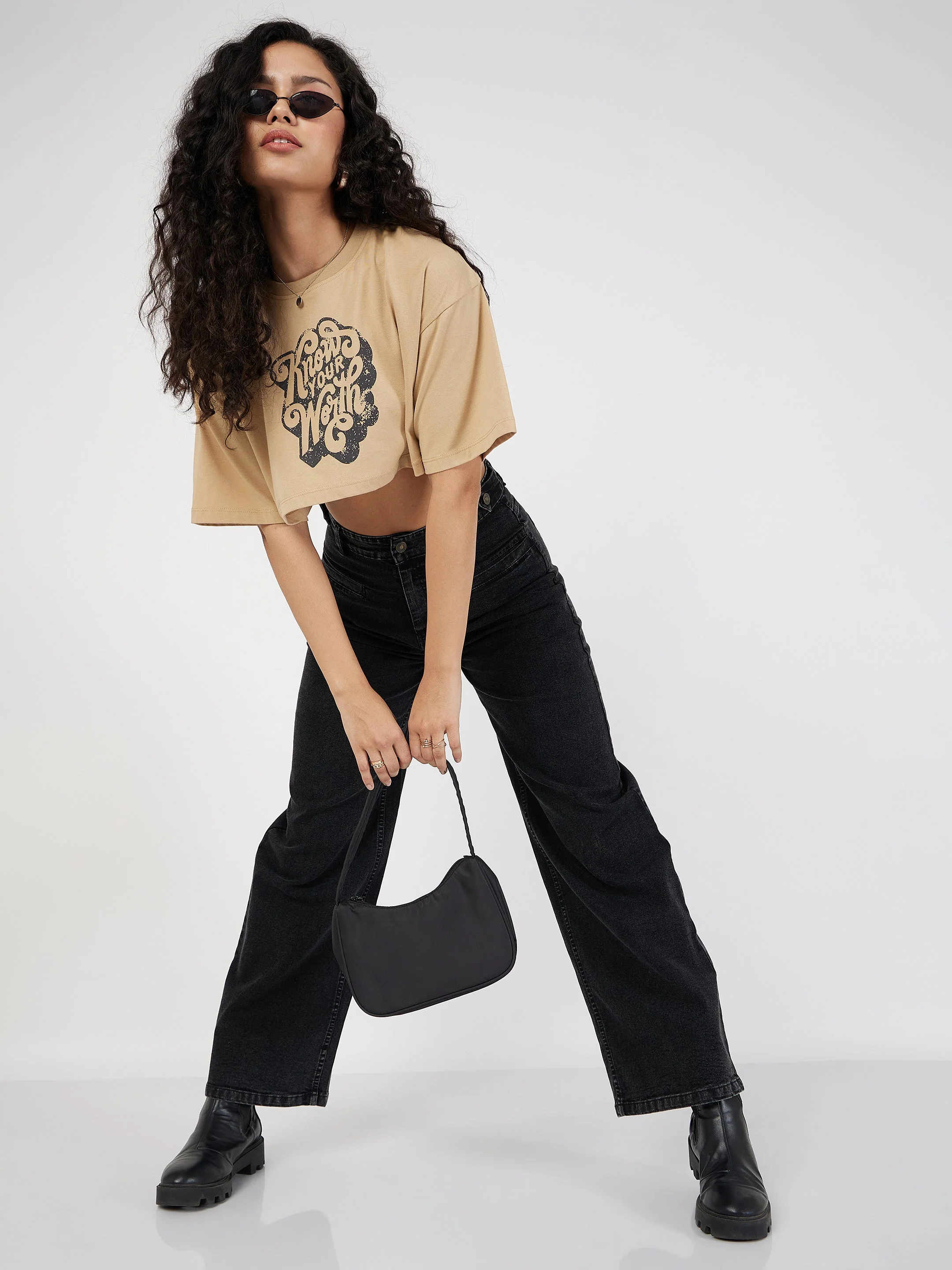 Women Black Bone Pocket Straight Jeans - Image 6