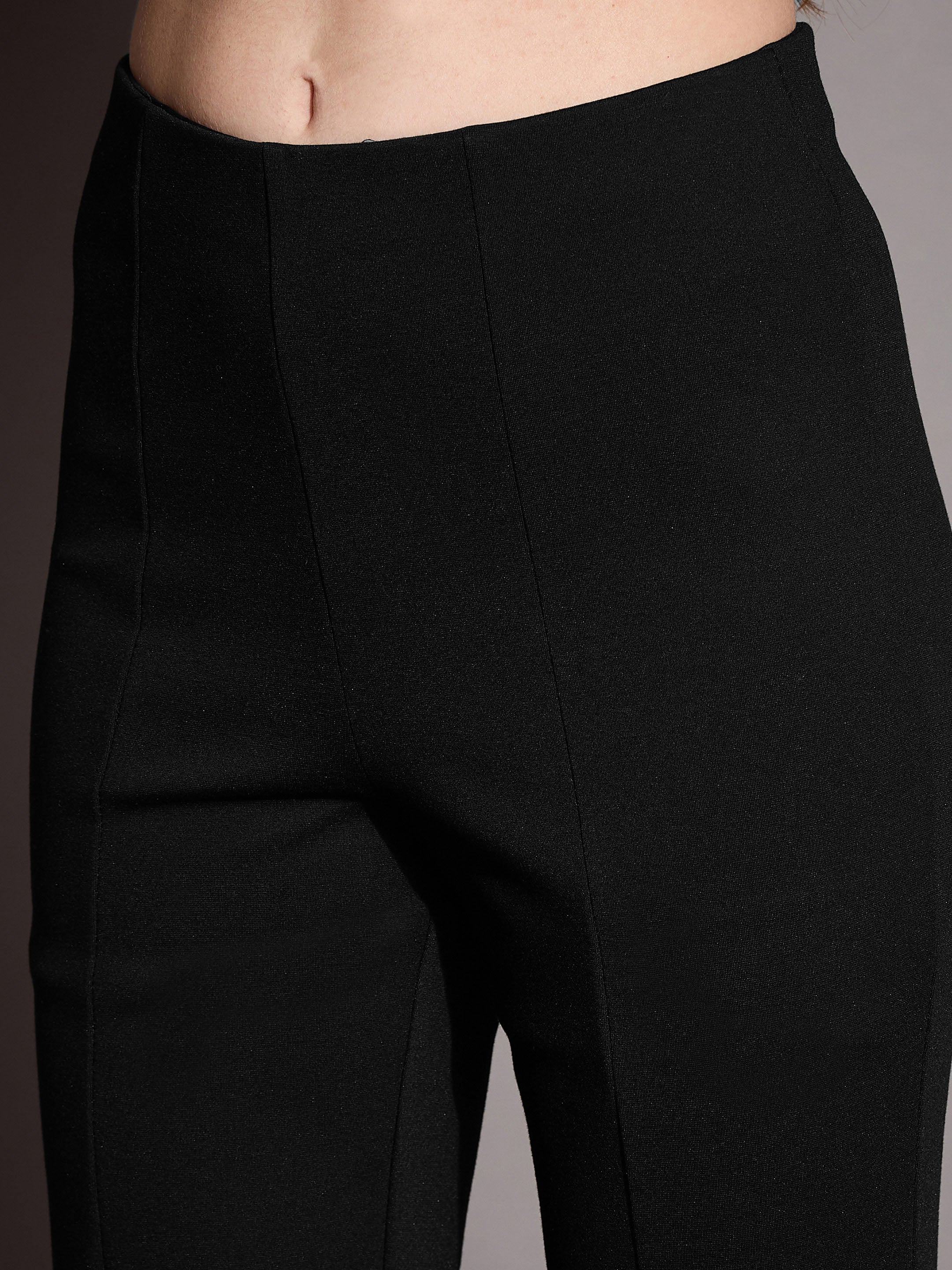 Women Black Bootcut Flared High-Rise Trousers - Image 4