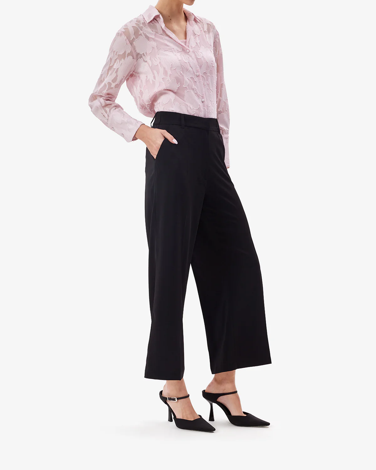 Women Black BreezeFlow Wide Leg Pants - Image 3