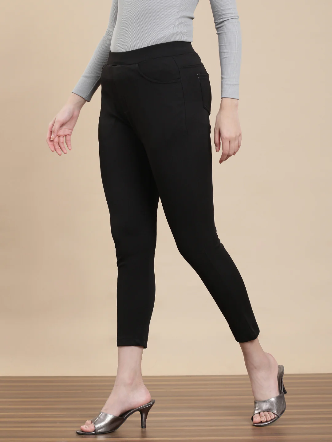 Women Black Casual Jegging - Image 4