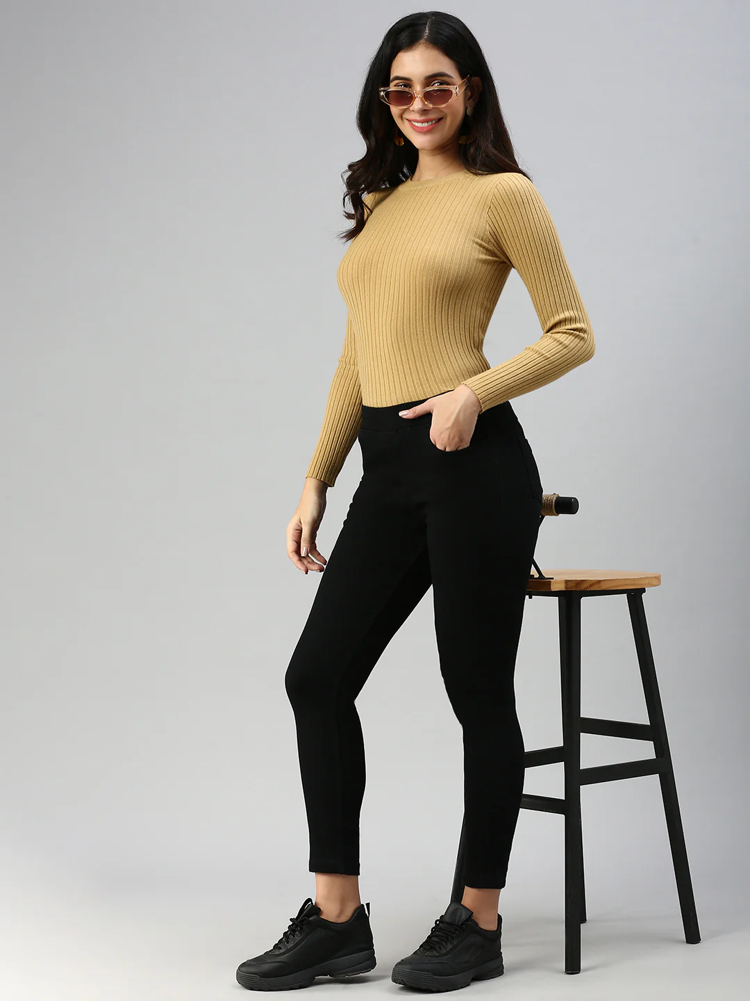 Women Black Casual Legging - Image 4