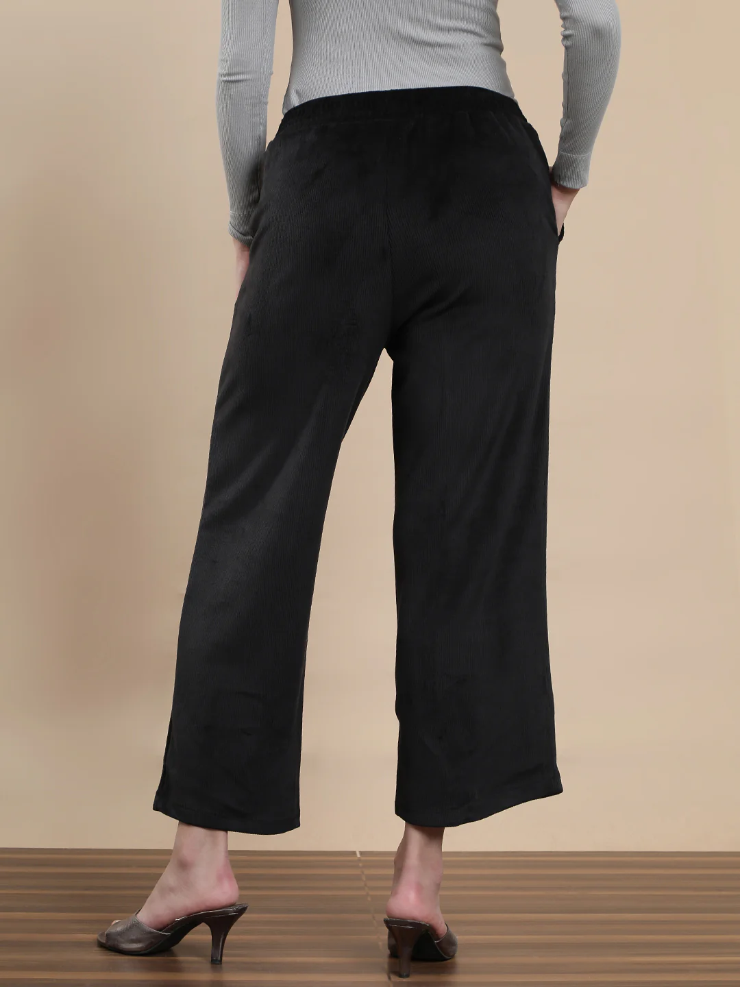 Women Black Casual Palazzo - Image 2