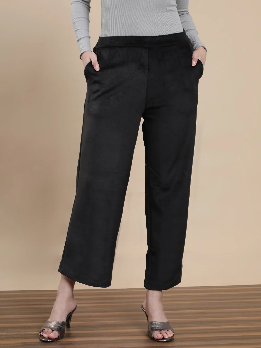 Women Black Casual Palazzo - Image 3