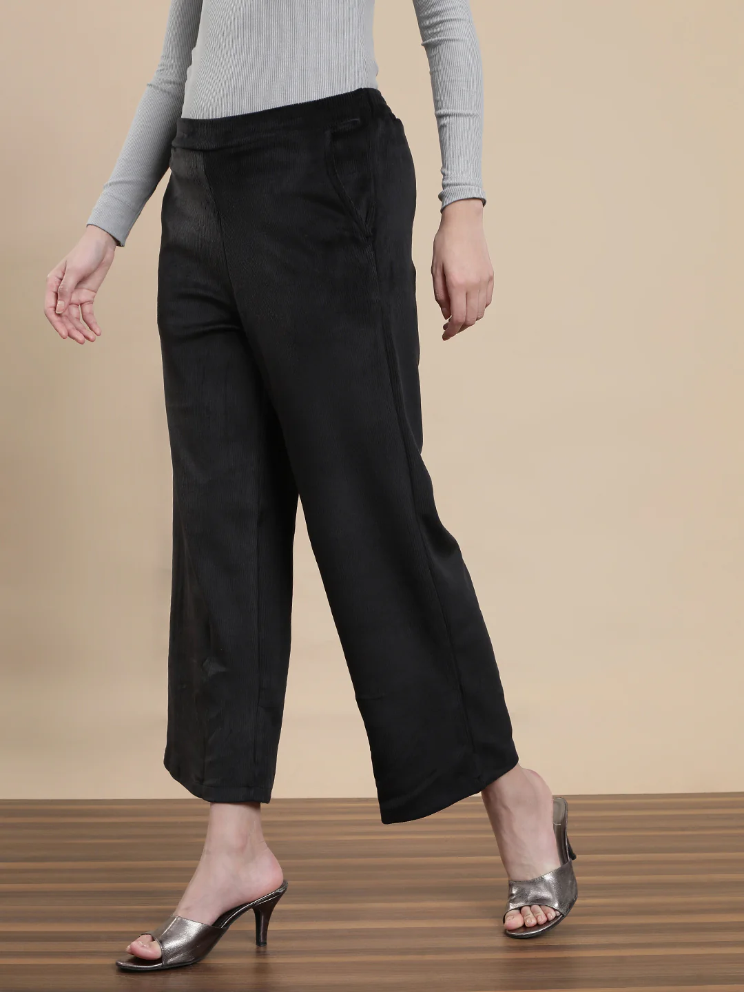 Women Black Casual Palazzo - Image 4