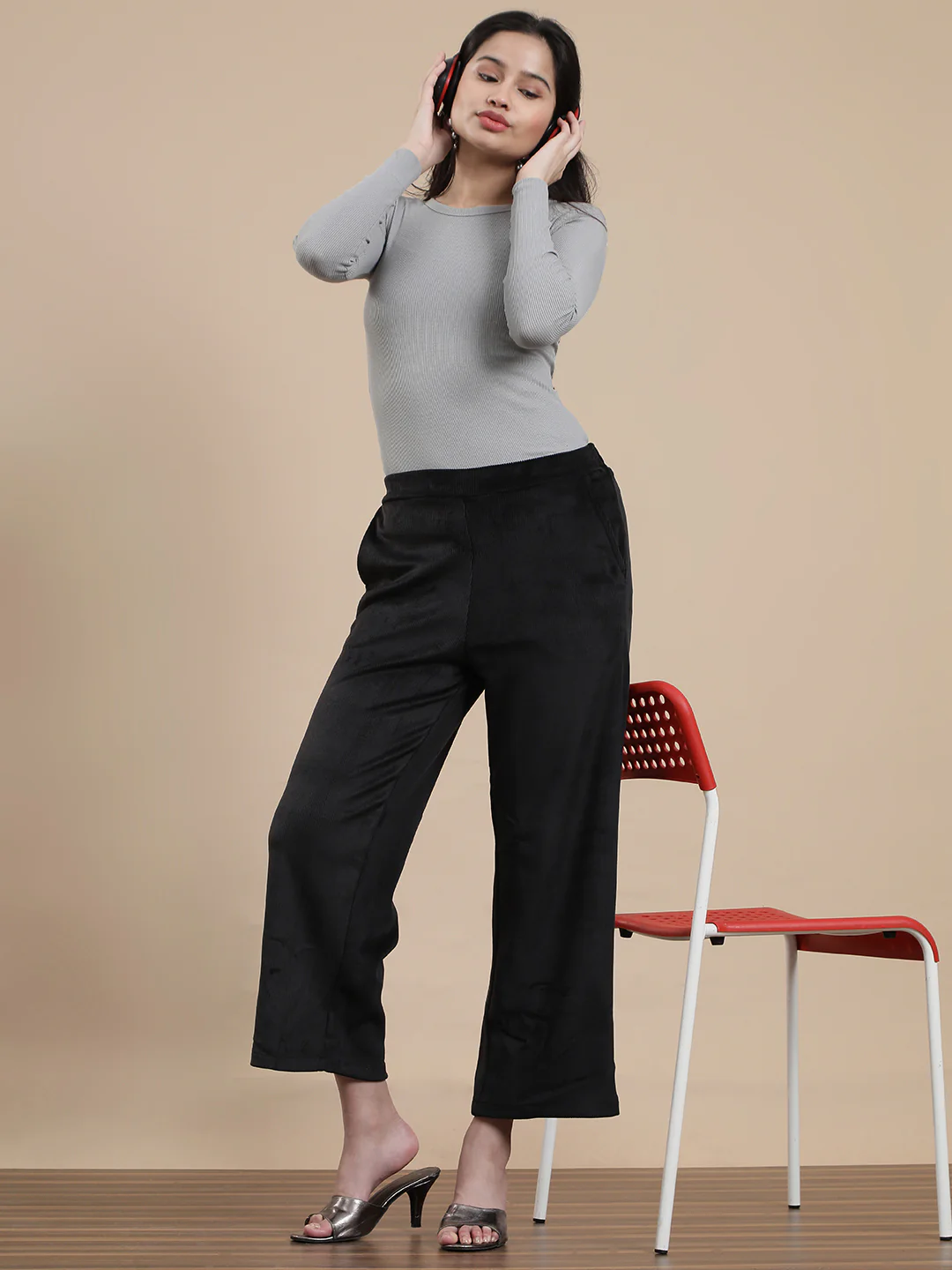 Women Black Casual Palazzo - Image 5
