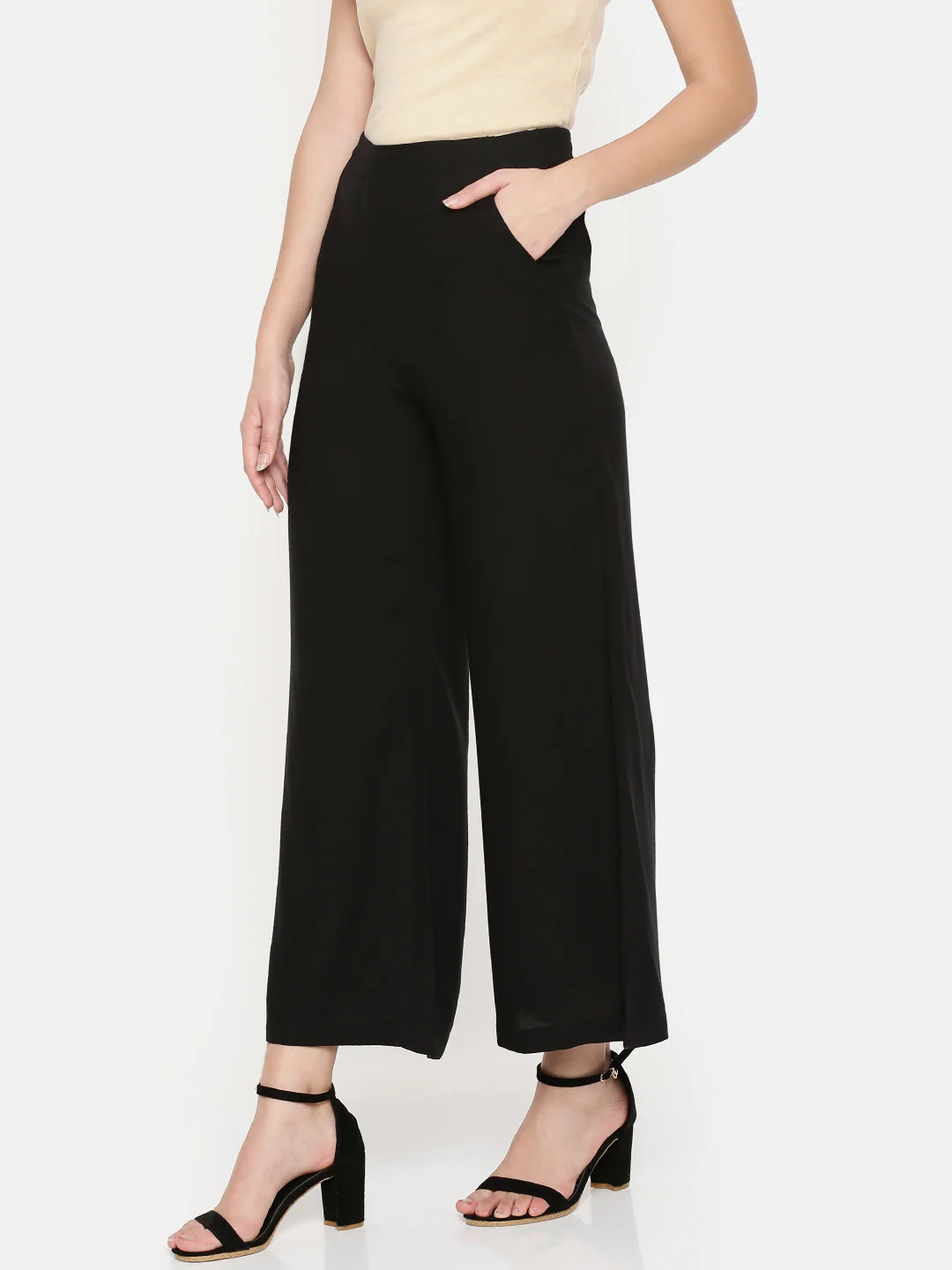 Women Black Casual Palazzo - Image 2