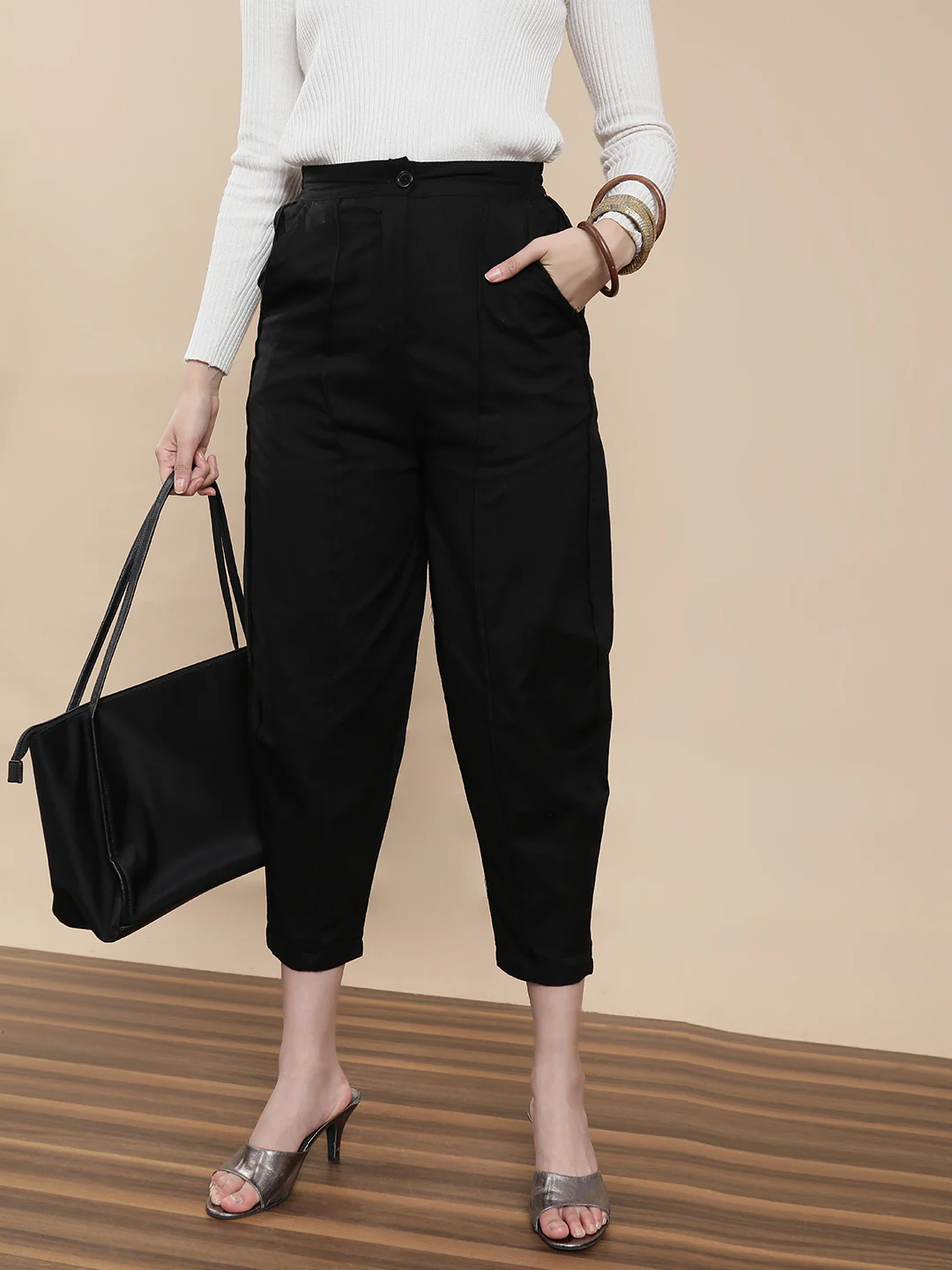 Women Black Casual Pants - Image 3