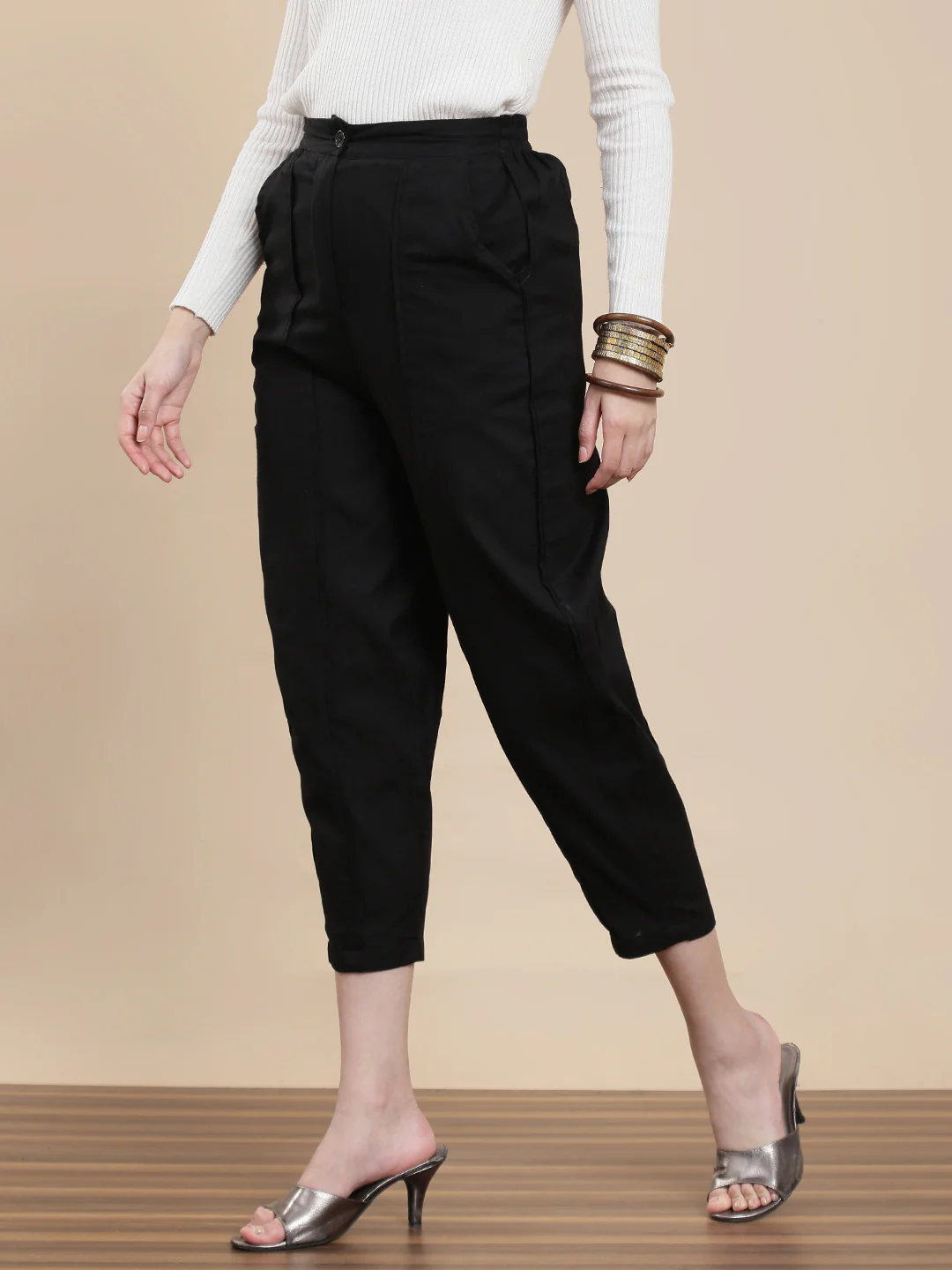 Women Black Casual Pants - Image 4