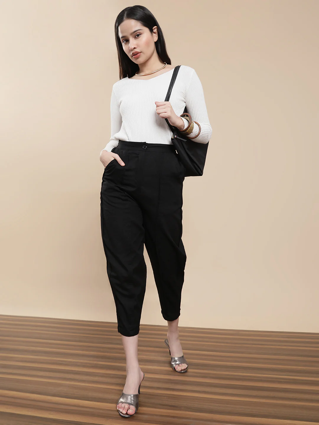 Women Black Casual Pants - Image 5