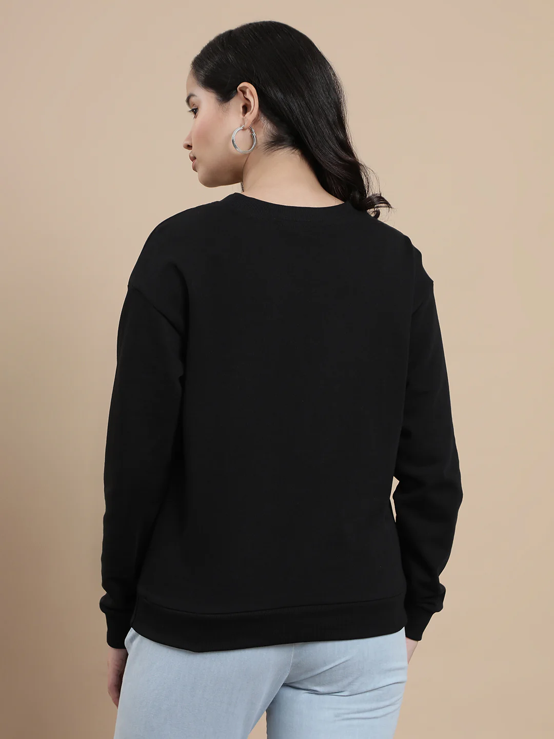 Women Black Casual Sweatshirt - Image 2