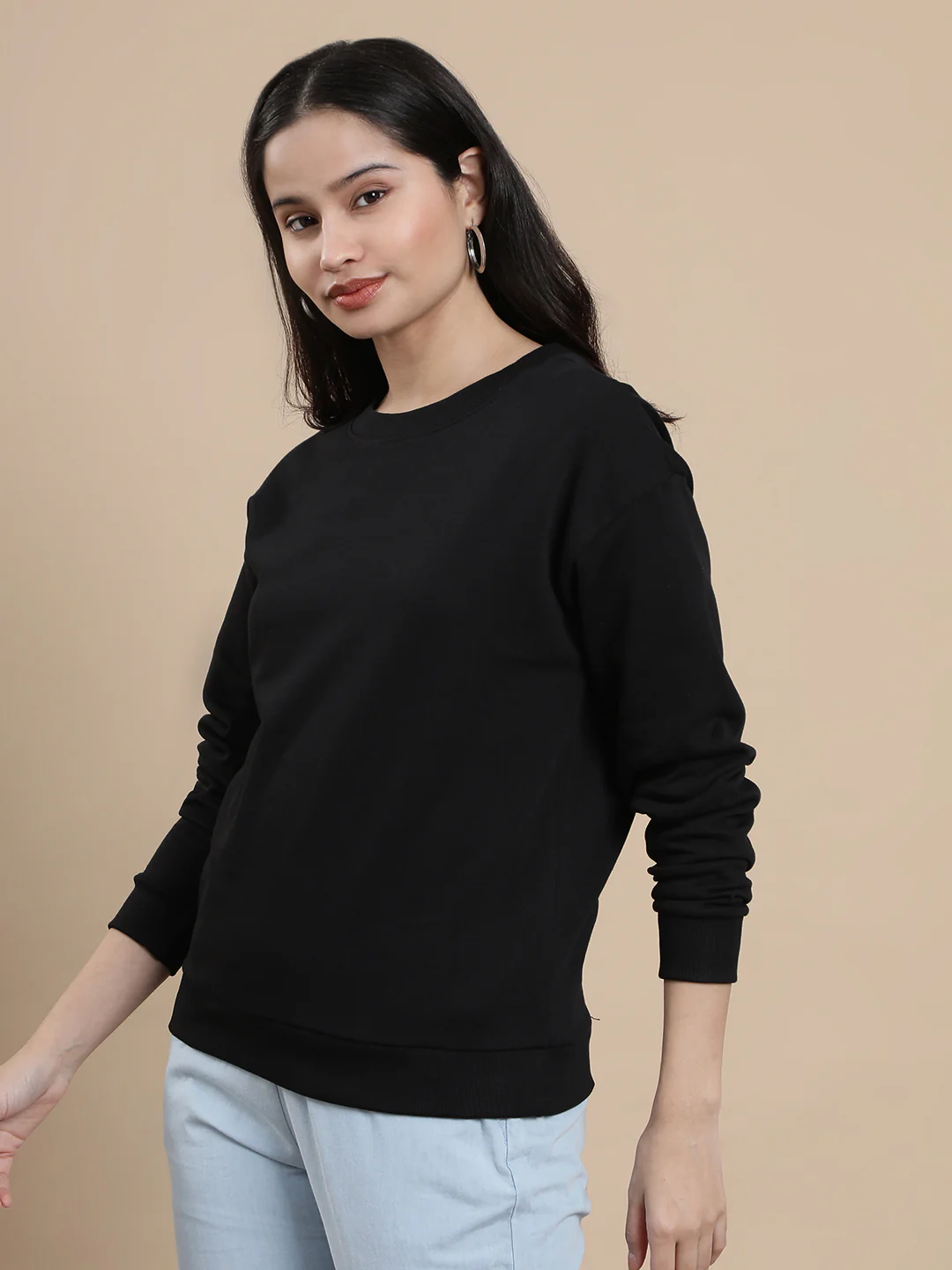 Women Black Casual Sweatshirt - Image 4