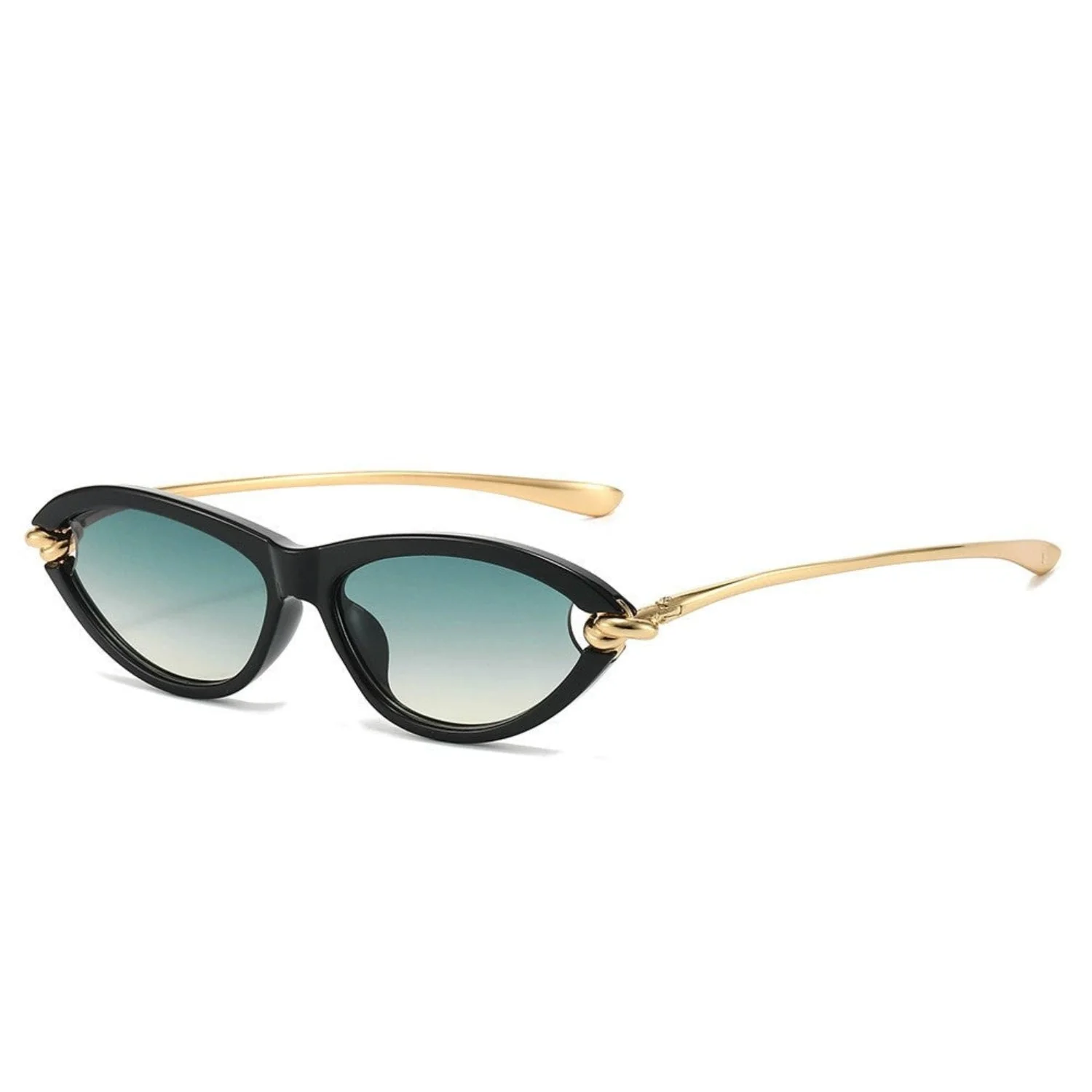 Women Black Cat Eye Blue Sunglasses - Image 2