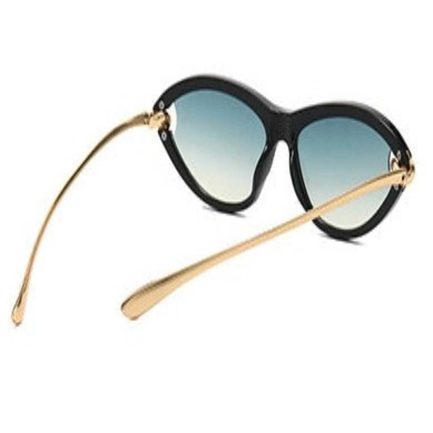 Women Black Cat Eye Blue Sunglasses - Image 3