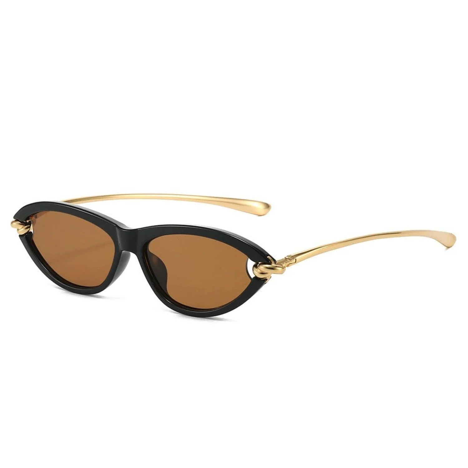 Women Black Cat Eye Brown Sunglasses - Image 3