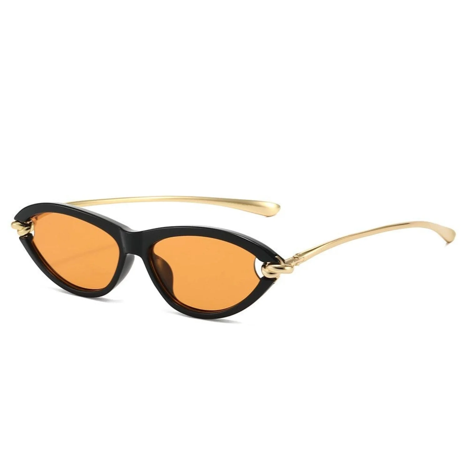 Women Black Cat Eye Orange Sunglasses - Image 2