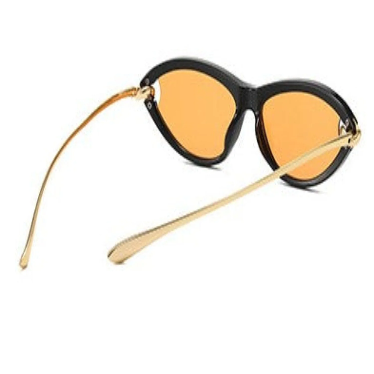 Women Black Cat Eye Orange Sunglasses - Image 3