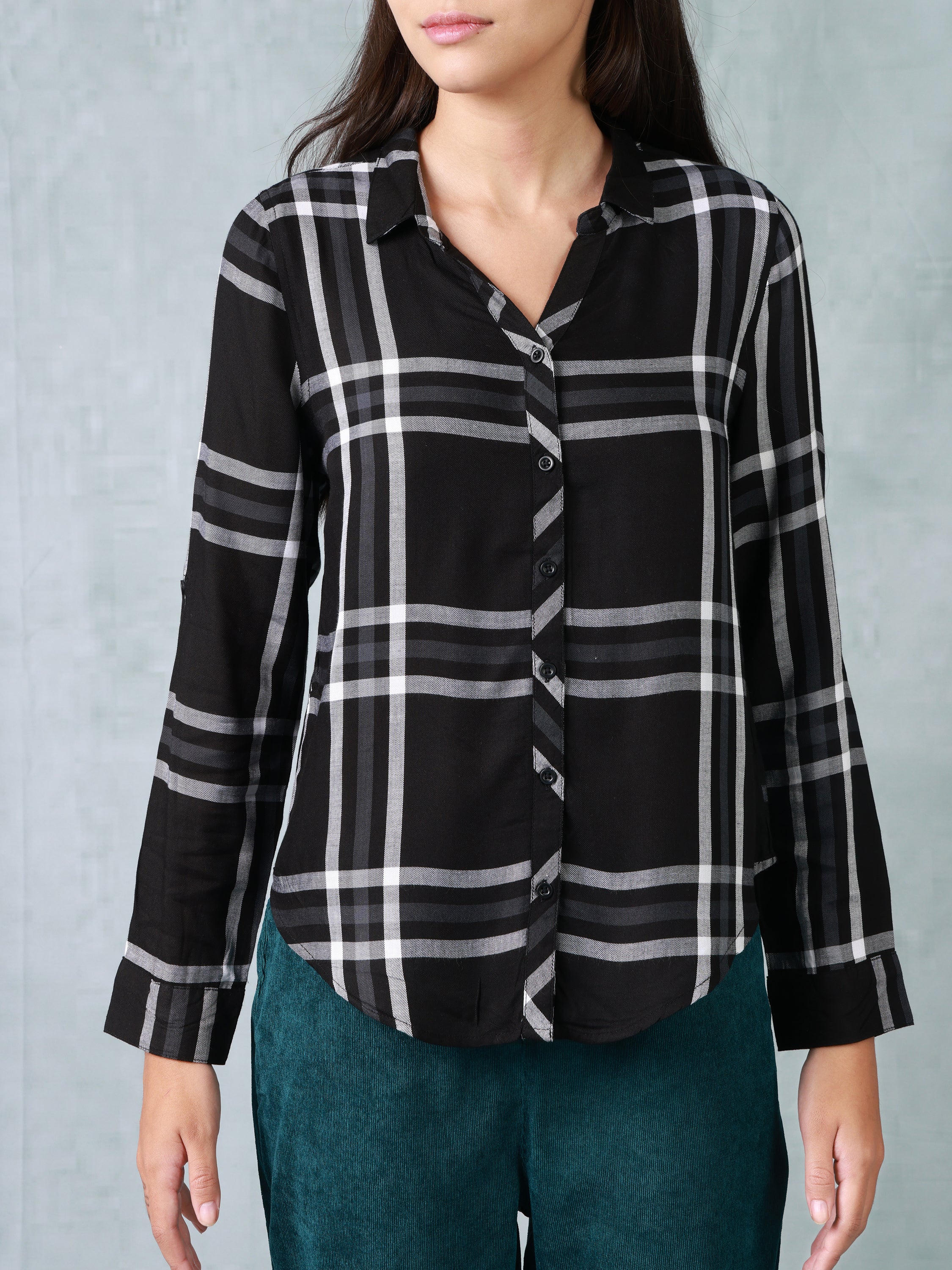 Women Black Check Shirt - Image 6