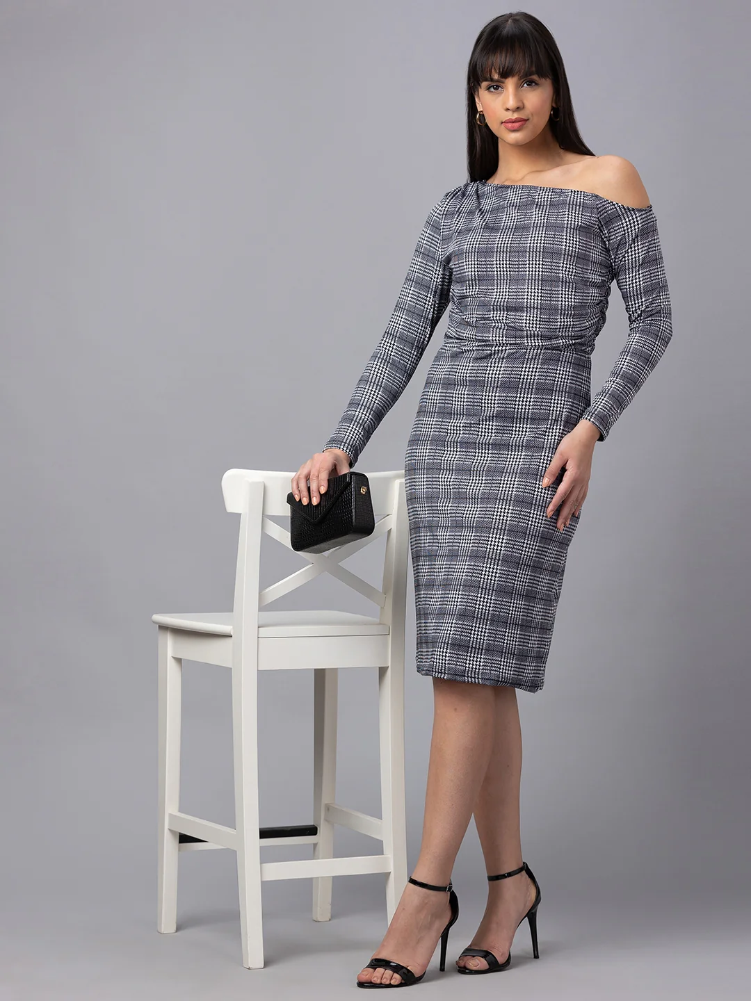 Women Checked Bodycon Dress - Image 2