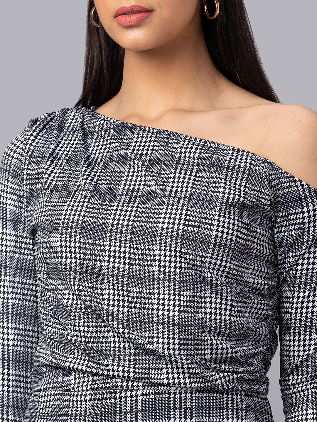 Women Checked Bodycon Dress - Image 3