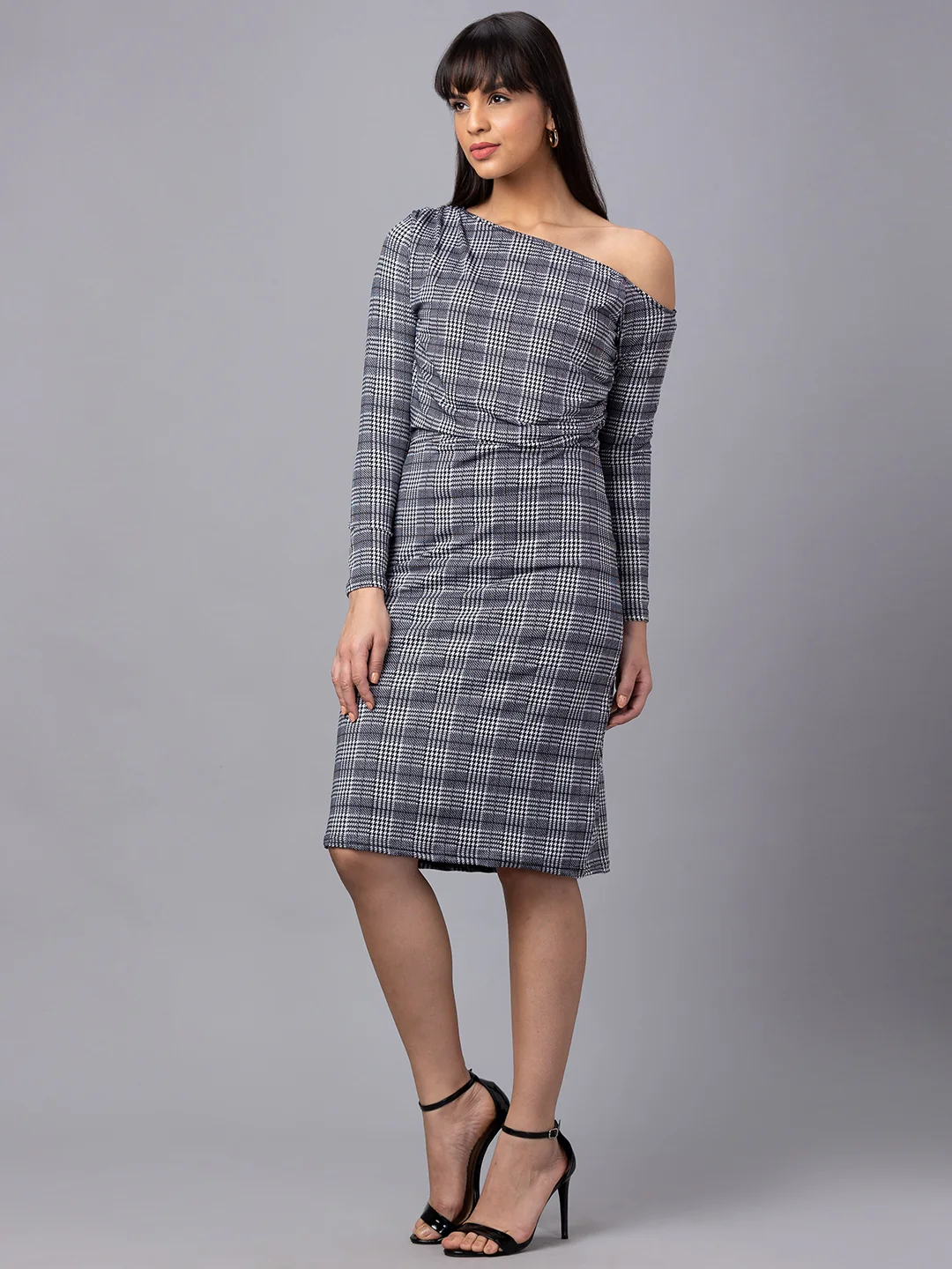 Women Checked Bodycon Dress - Image 4