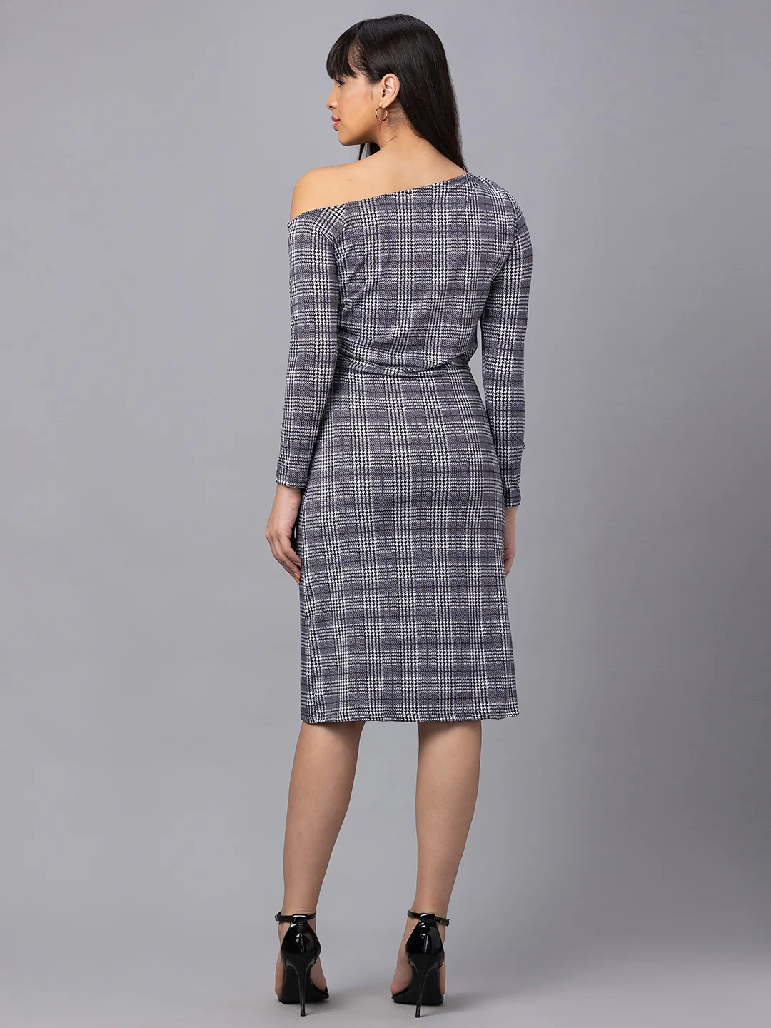 Women Checked Bodycon Dress - Image 5