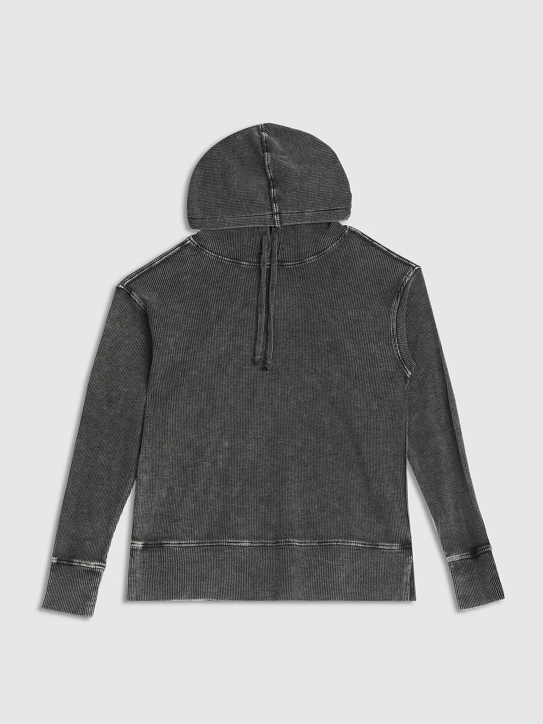 Women Charcoal Ribbed Hoodie - Image 7