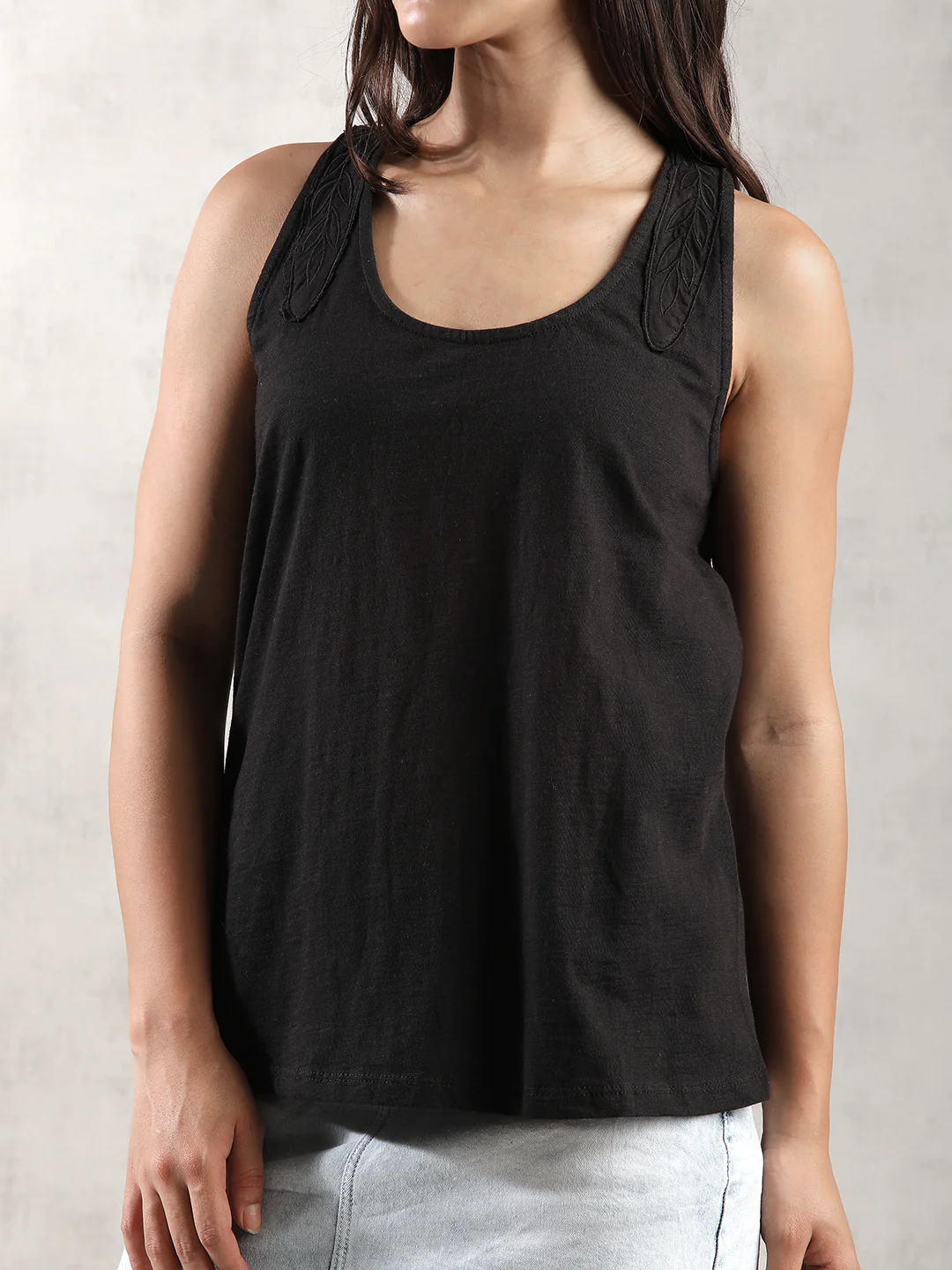Women Black Comfort Fit Tank Top - Image 4