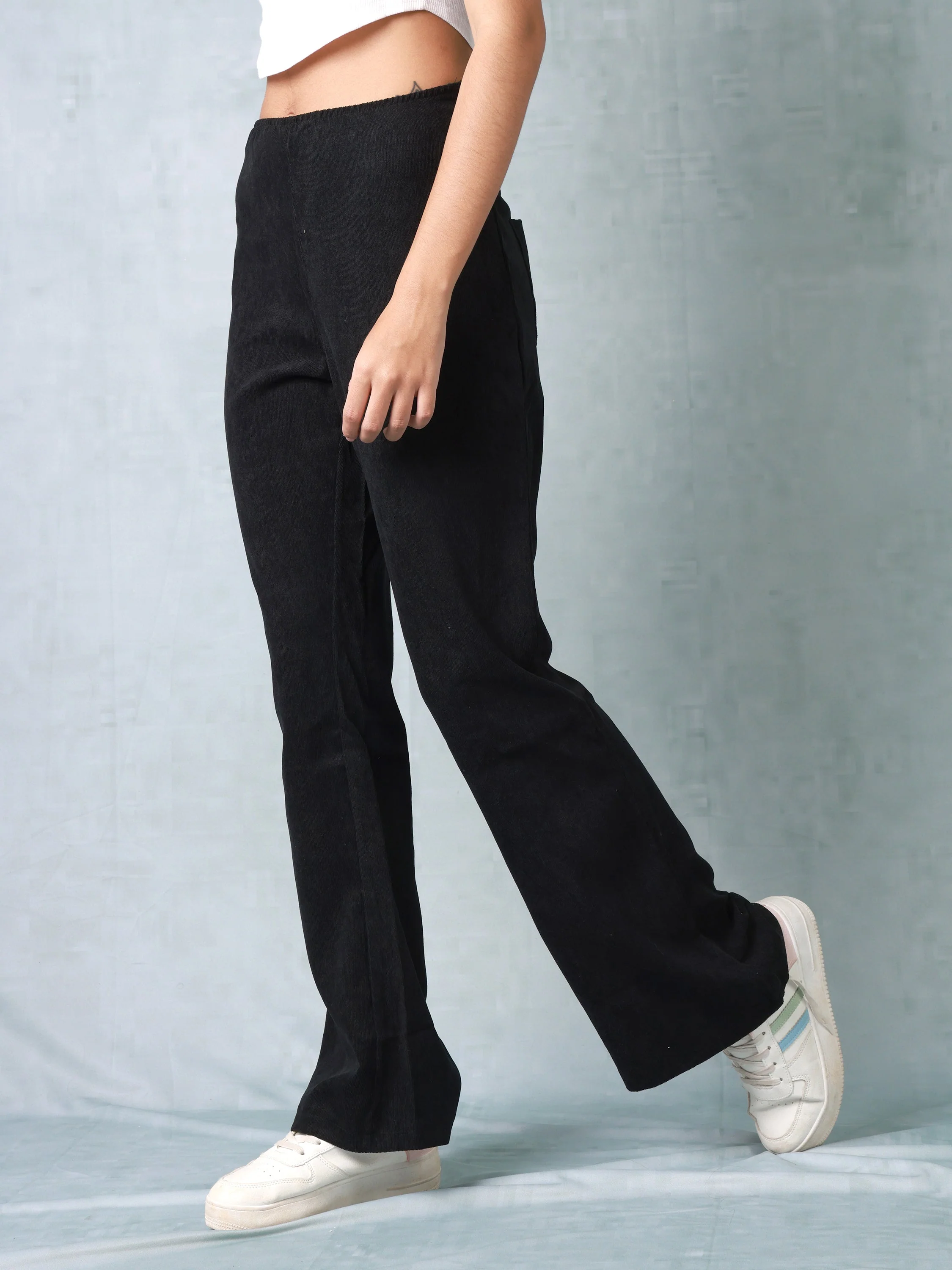 Women Black Corduroy Bootcut Trouser - Image 3