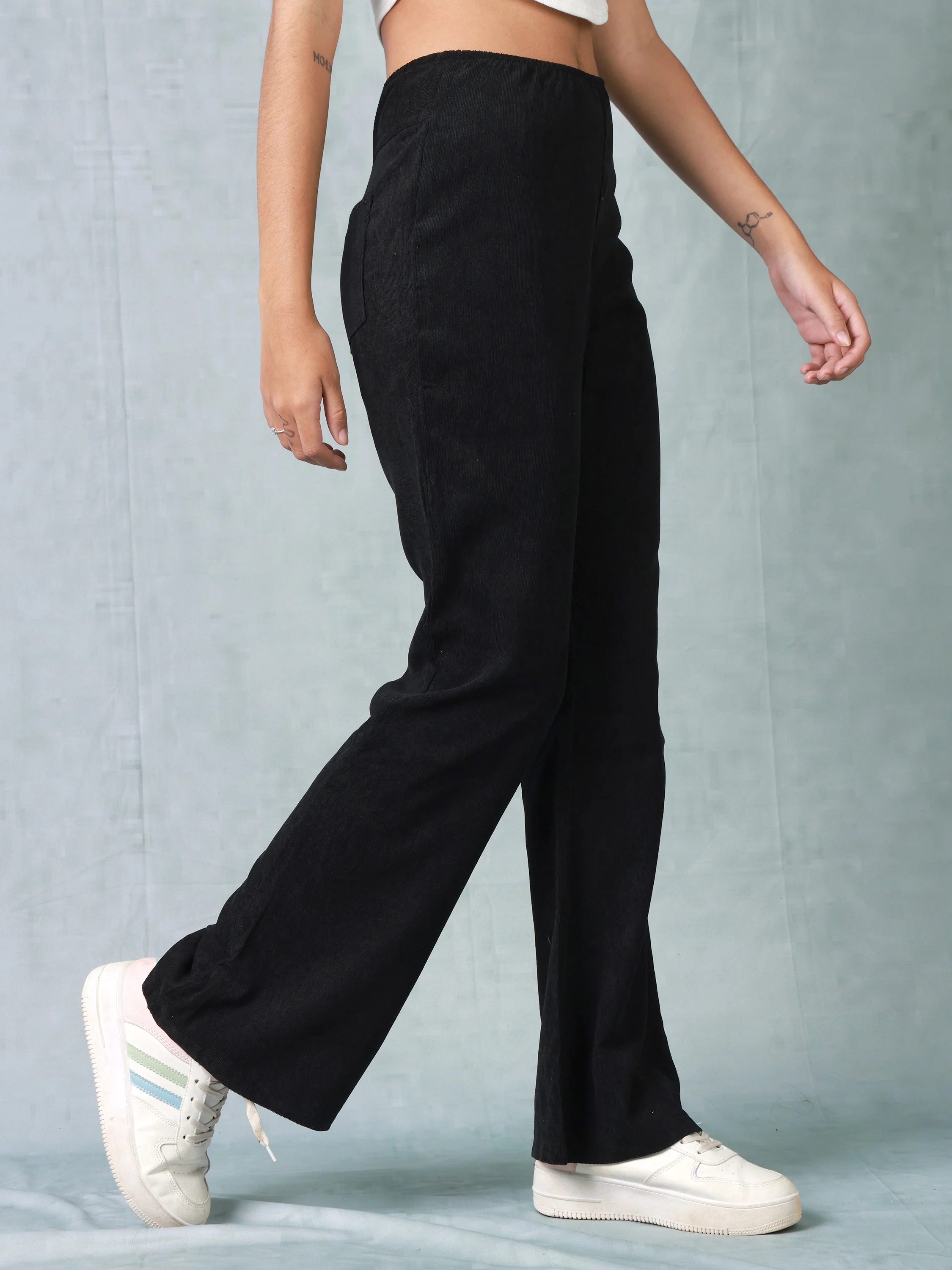Women Black Corduroy Bootcut Trouser - Image 5