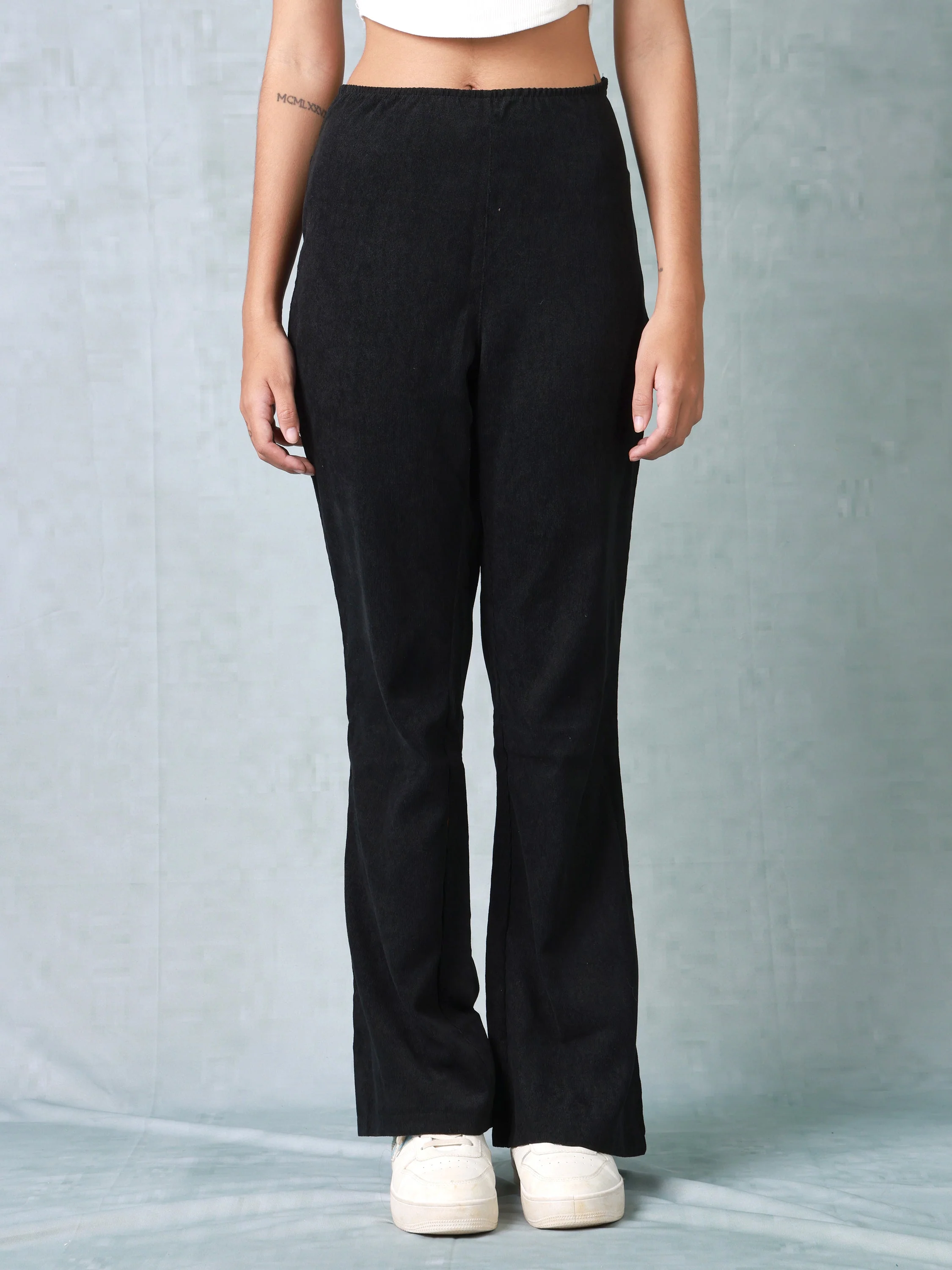 Women Black Corduroy Bootcut Trouser - Image 6