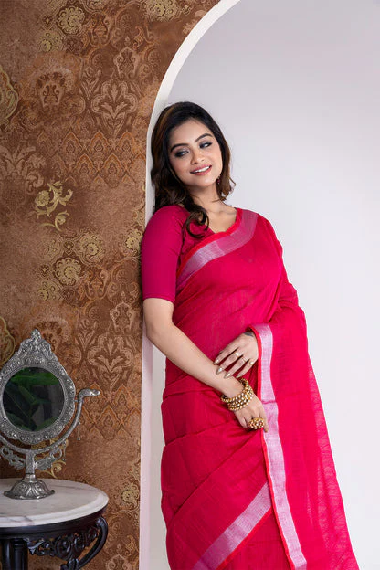 Women Black Cotton Silk Sequence Saree - Image 3