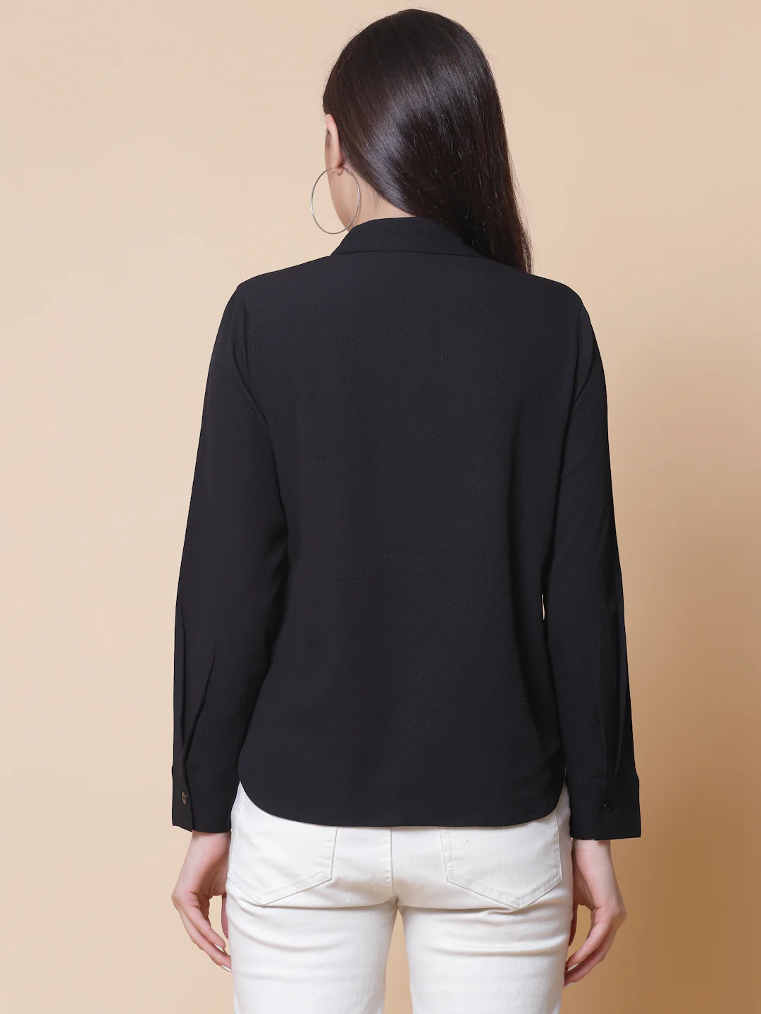 Women Black Crepe Odour Free Shirt - Image 4