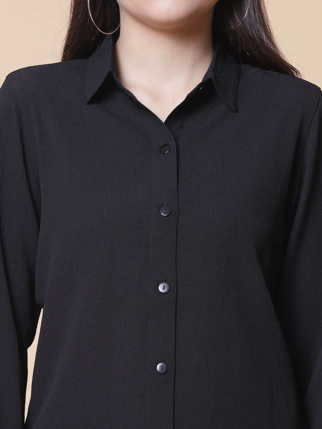 Women Black Crepe Odour Free Shirt - Image 5