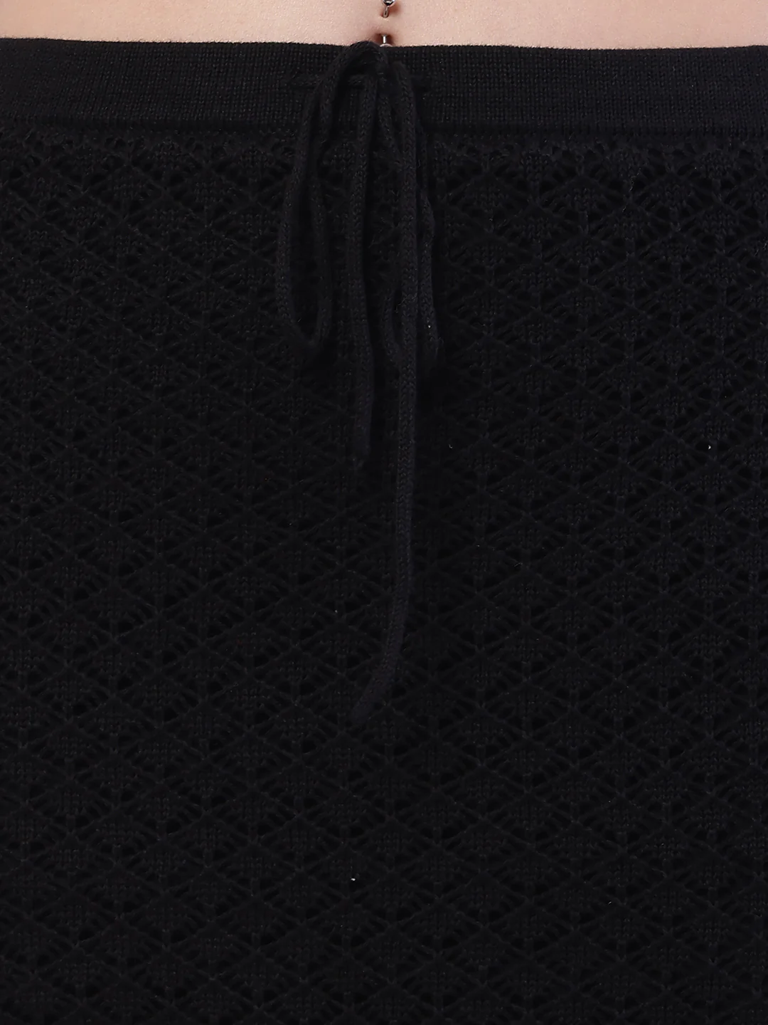 Women Black Crochet Mesh Sheer Maxi Skirt - Image 5