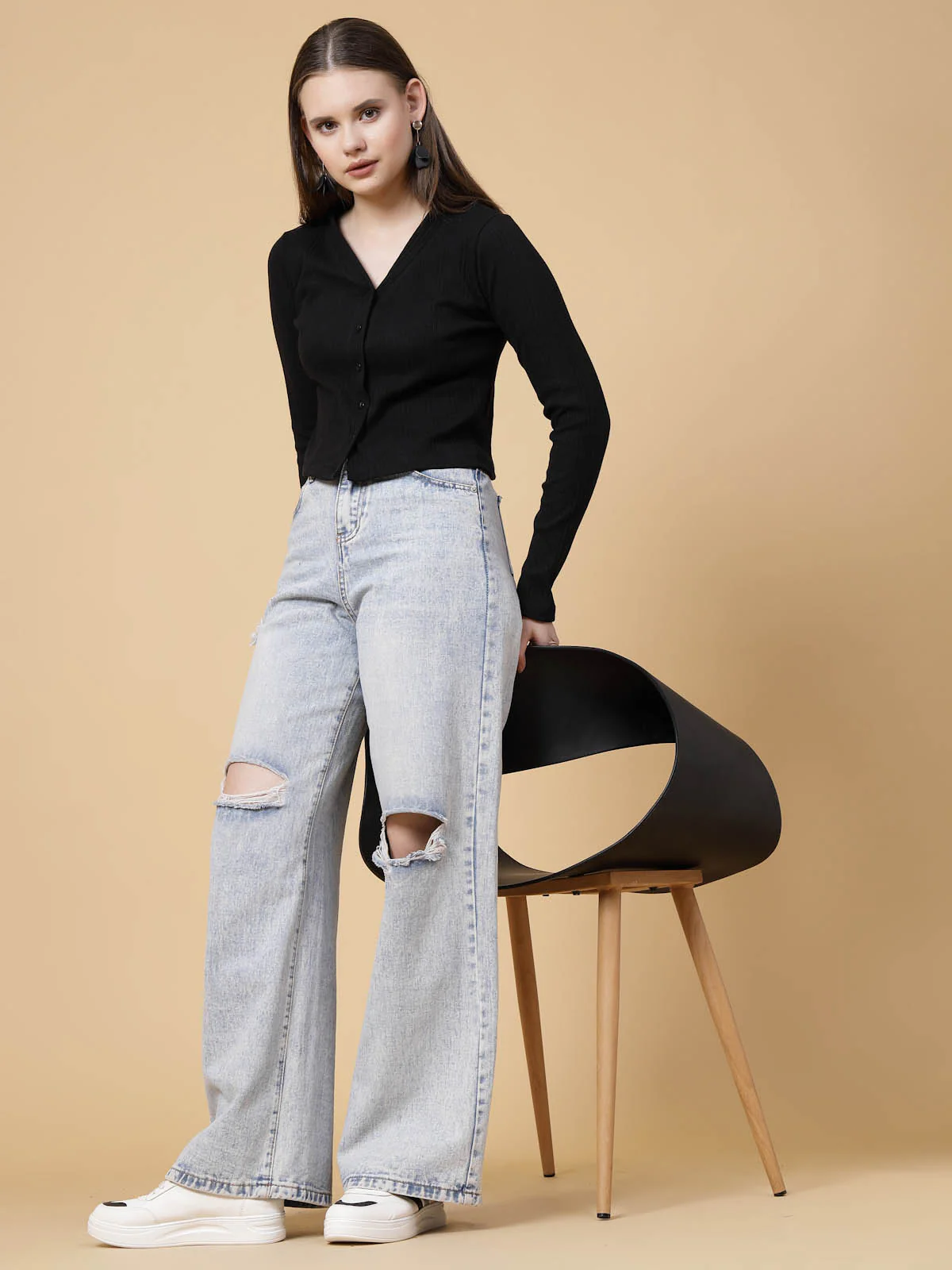 Women Black Crop Top - Image 2