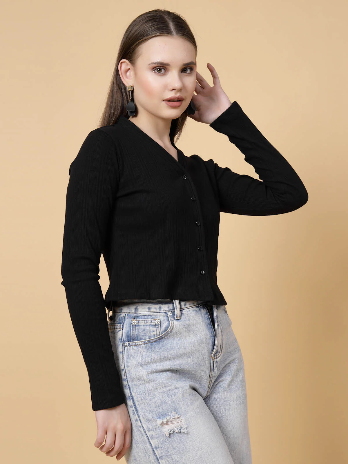 Women Black Crop Top - Image 3