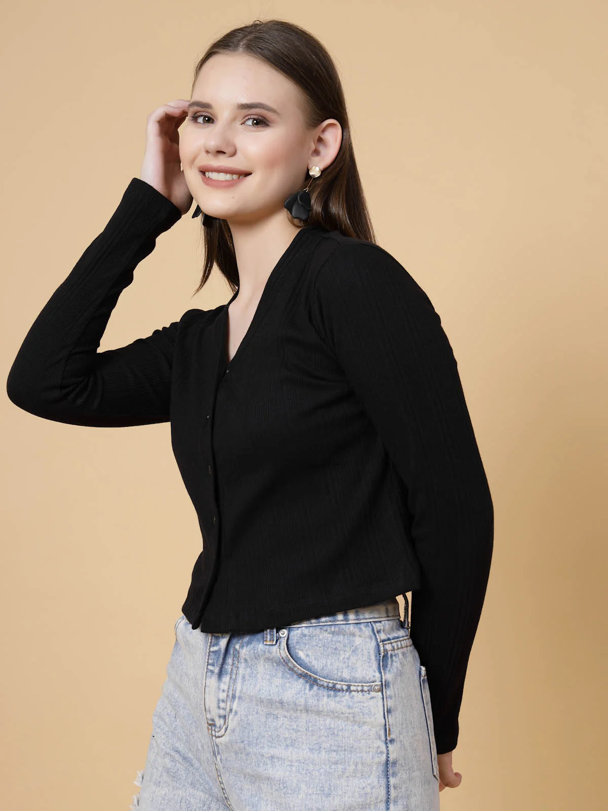 Women Black Crop Top - Image 4