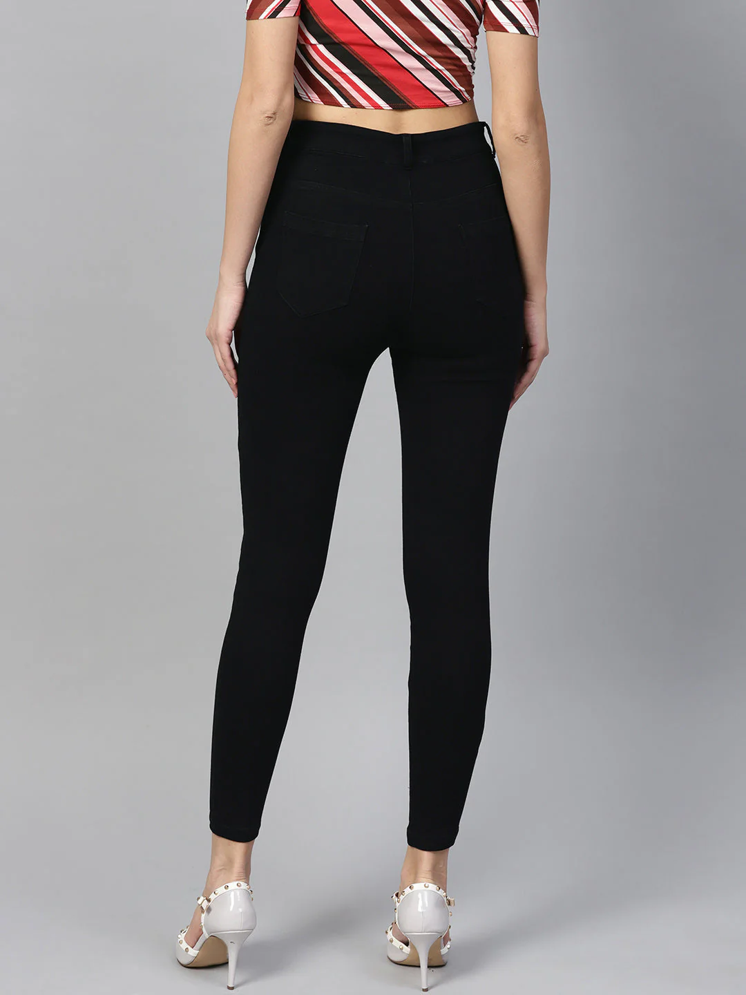 Women Black Cropped Jeans - Image 3