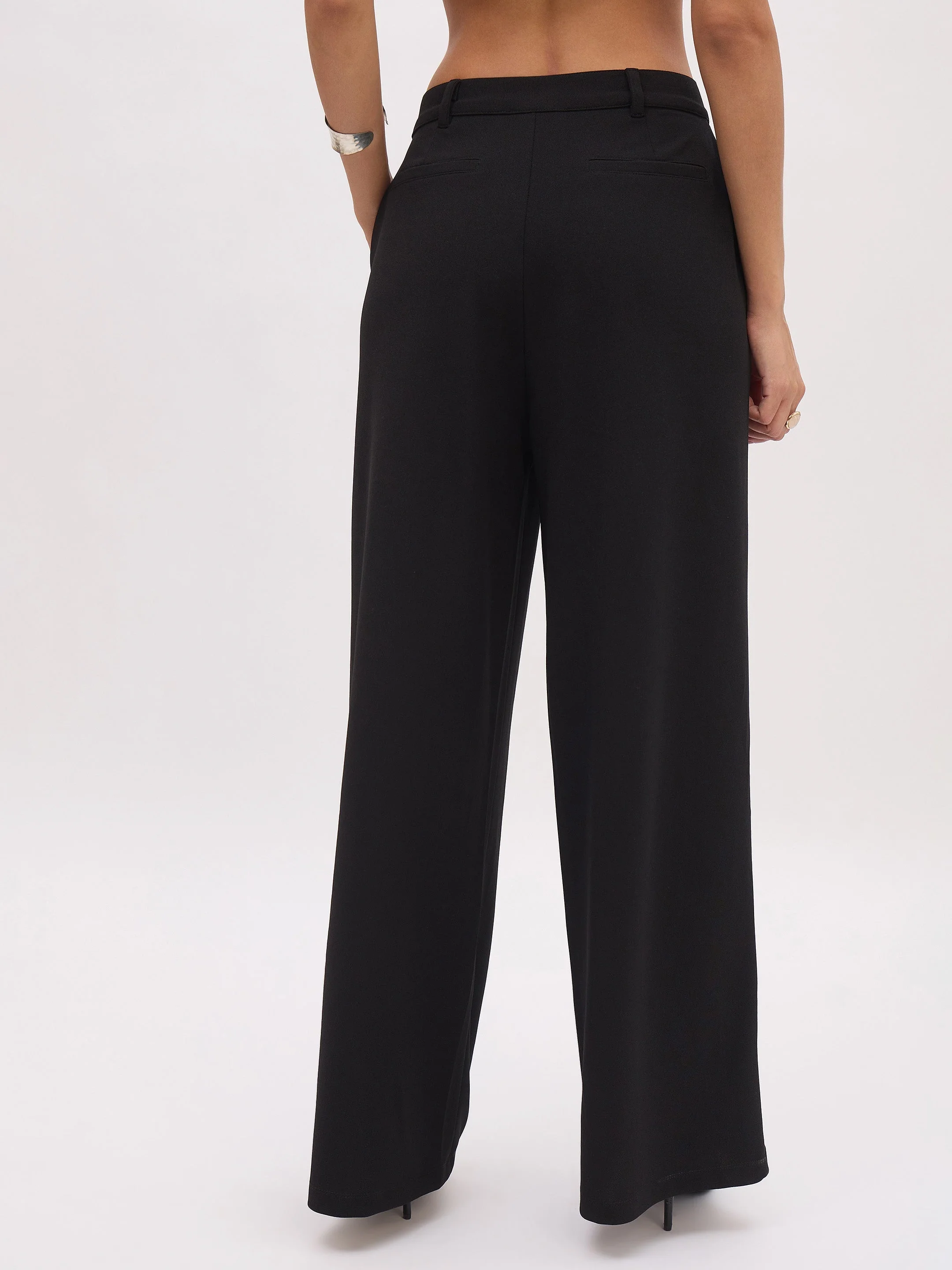 Women Black Cross Pocket Pants - Image 2