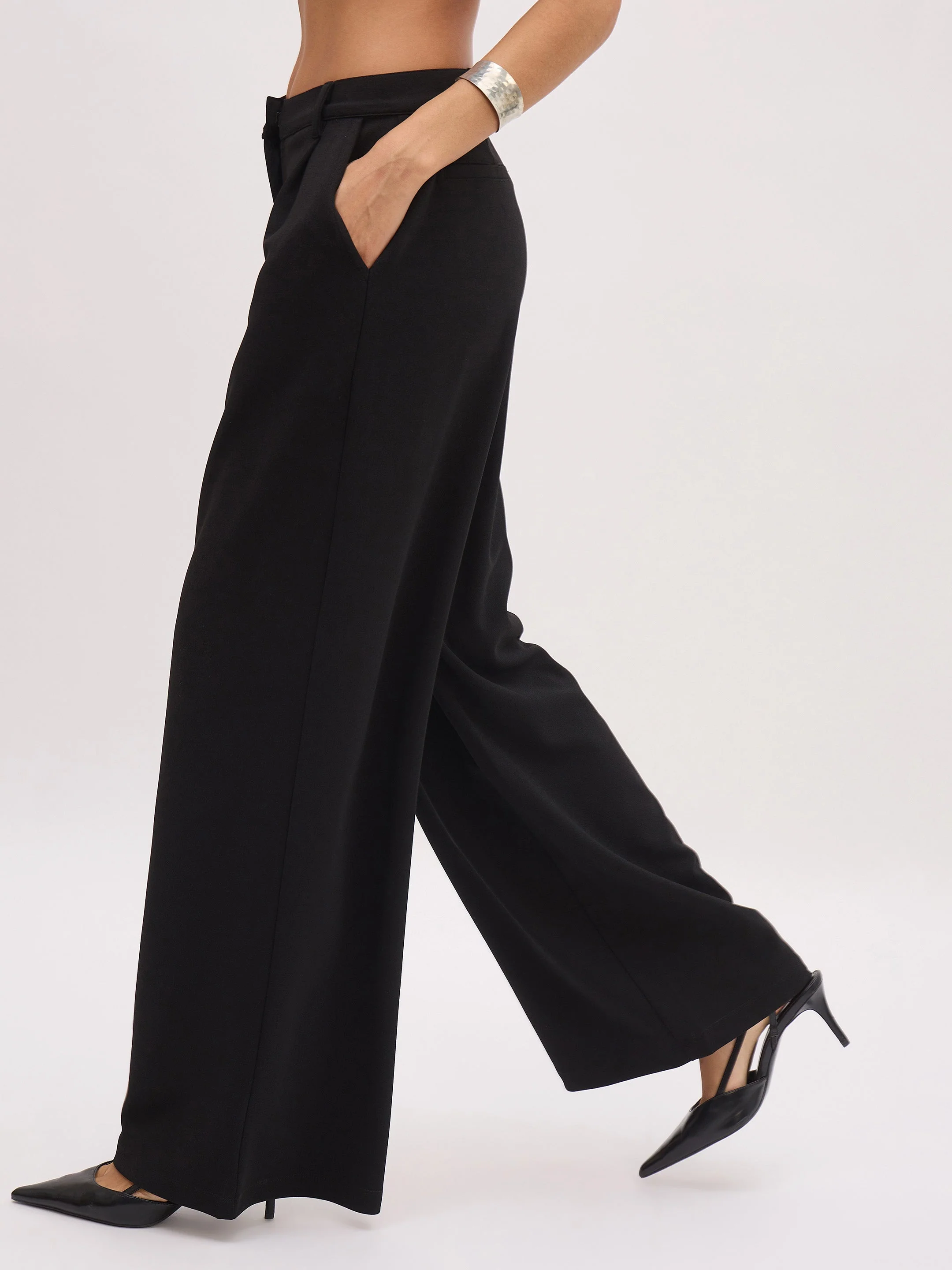 Women Black Cross Pocket Pants - Image 4