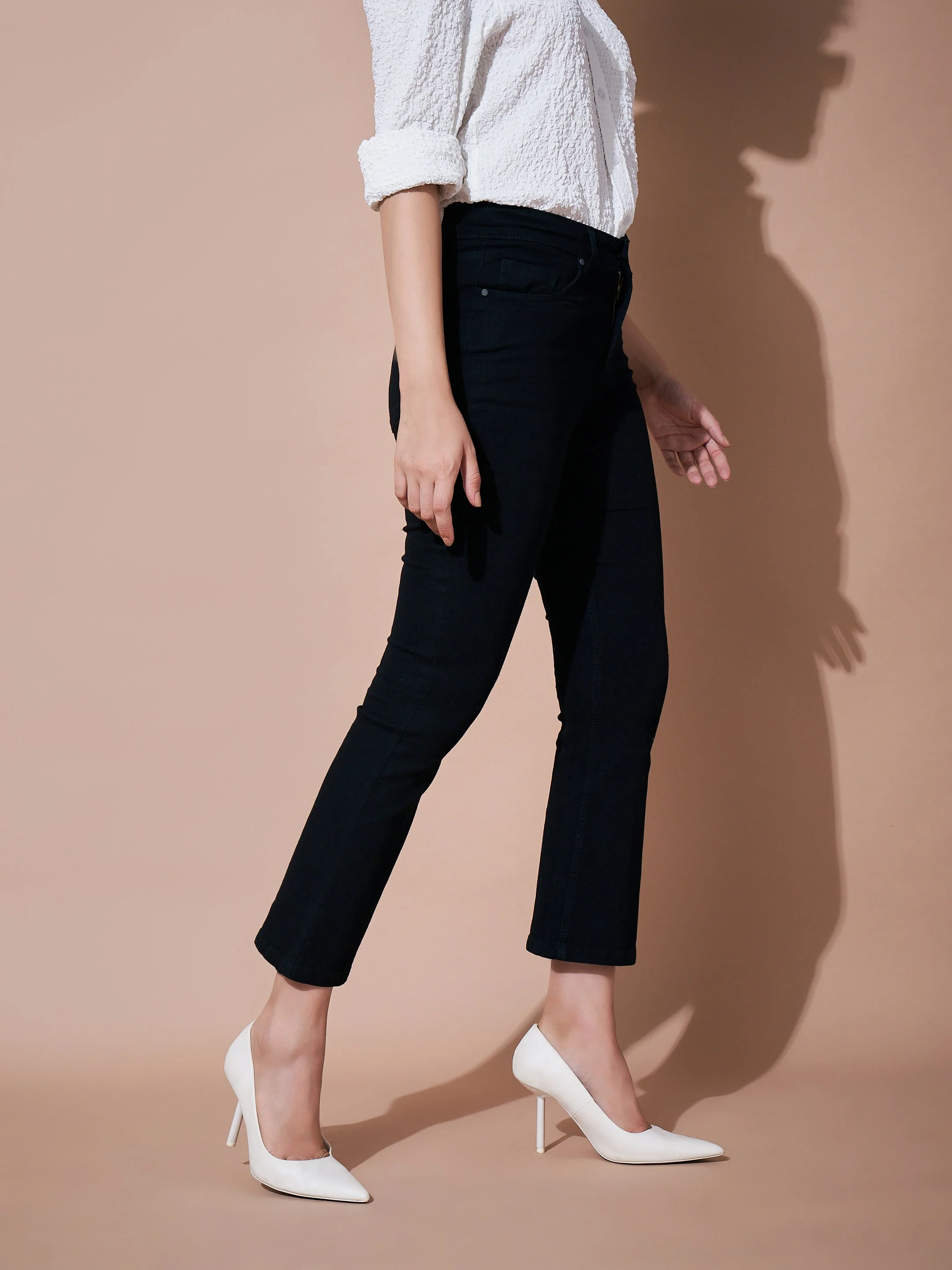 Women Black Denim Boot Cut Premium Jeans - Image 3