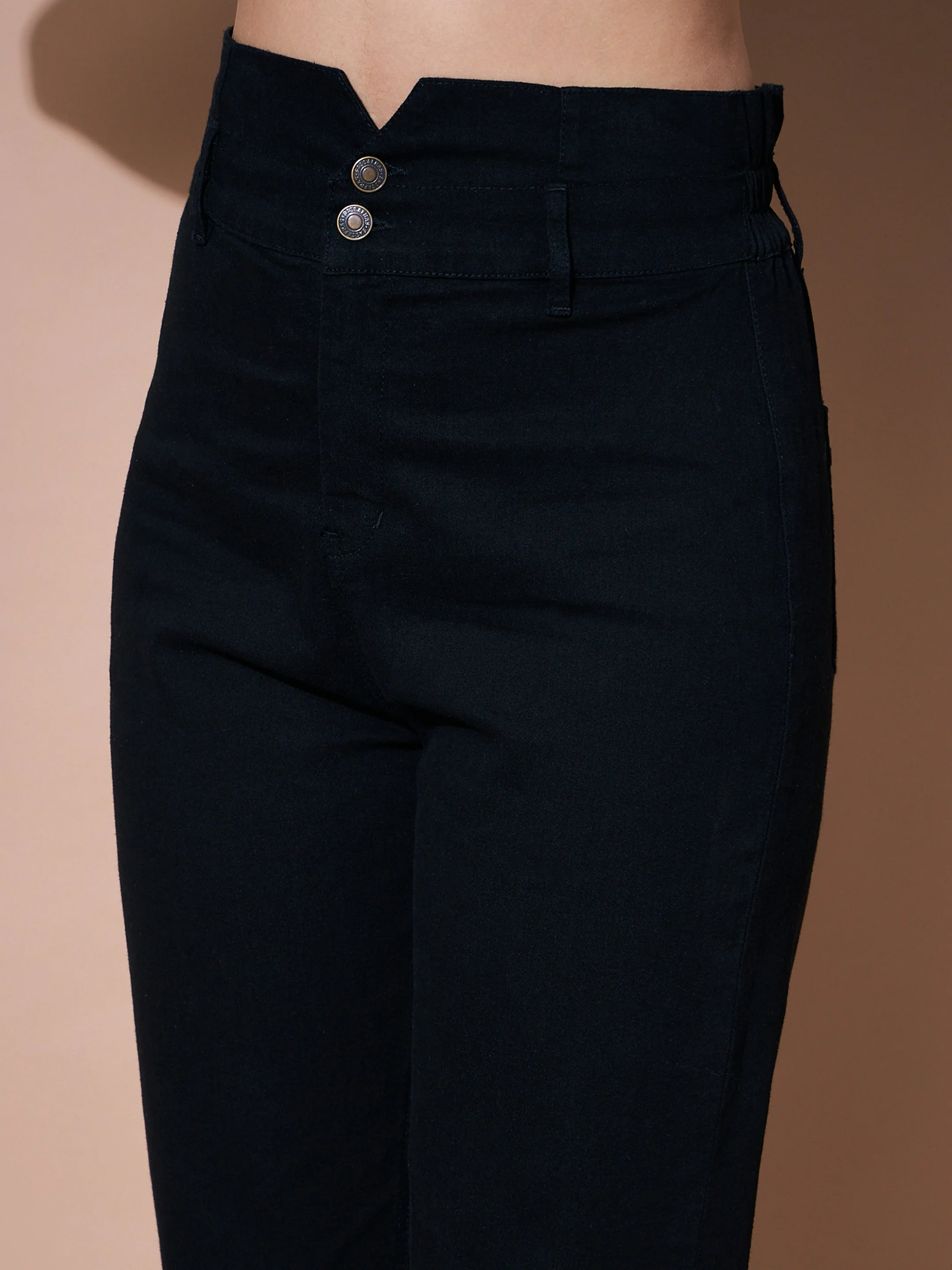 Women Black Denim Premium Paper Bag Jeans - Image 4