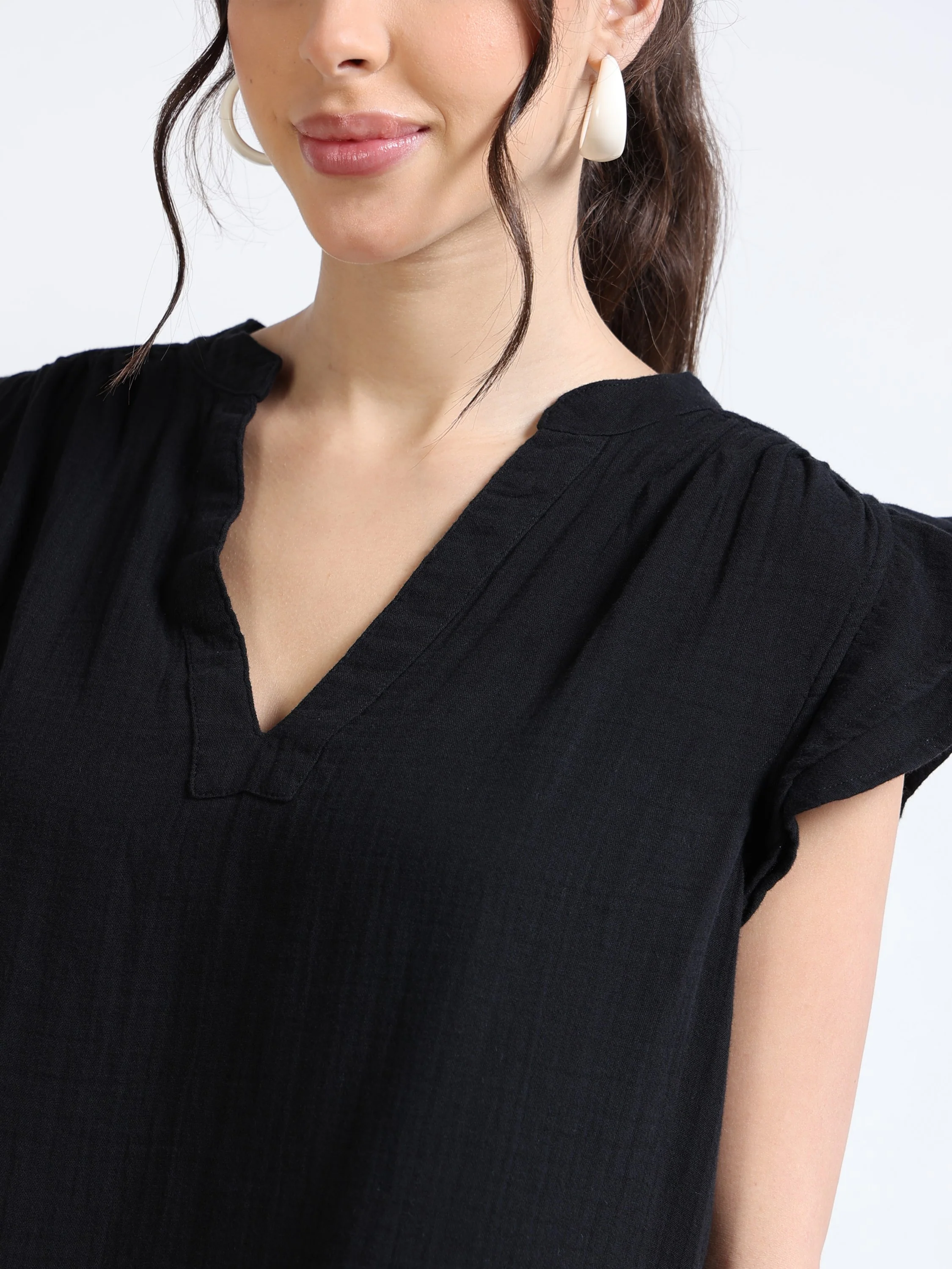 Women Black Double Gauze Top - Image 6