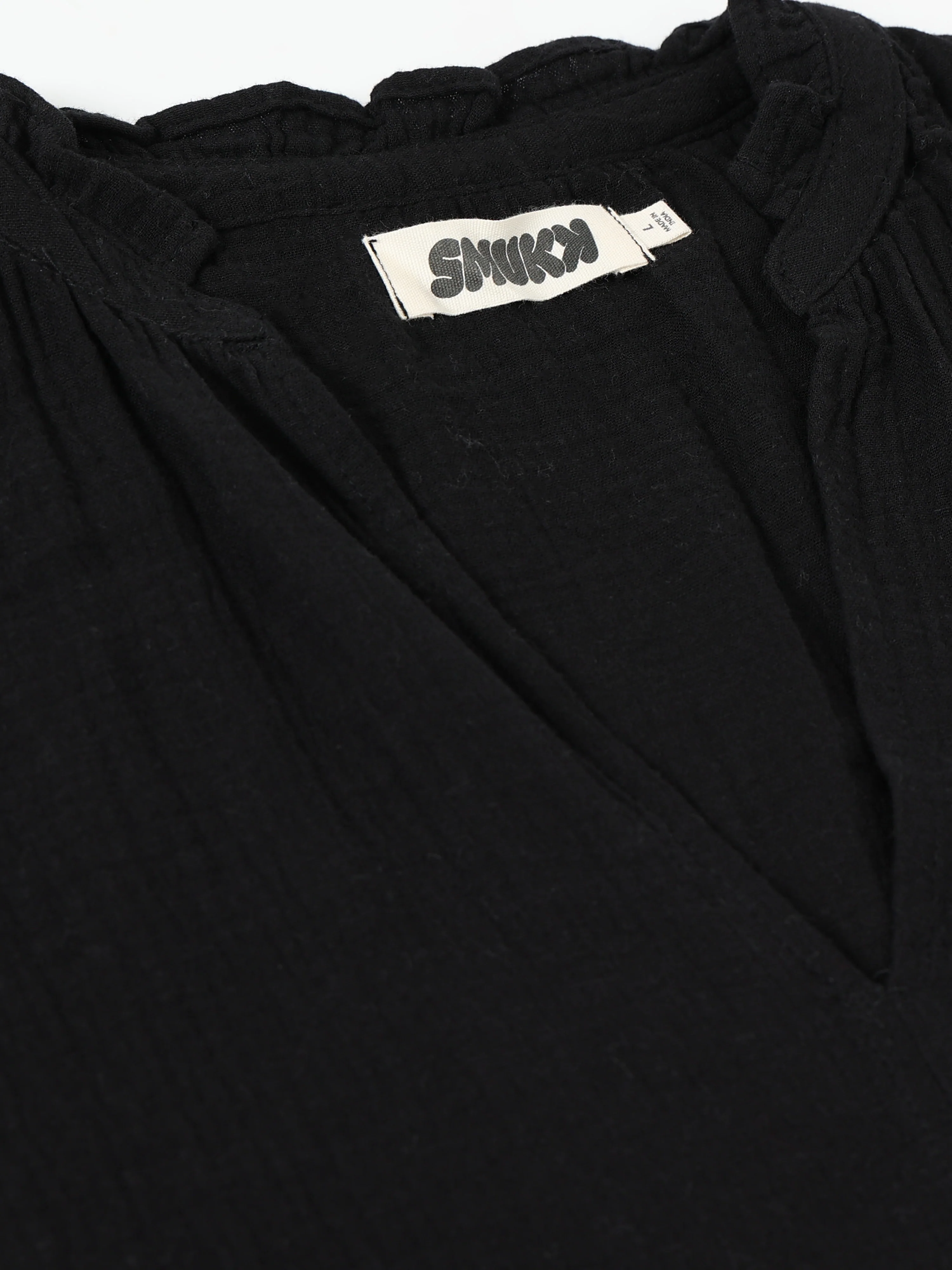 Women Black Double Gauze Relaxed Dress - Image 7